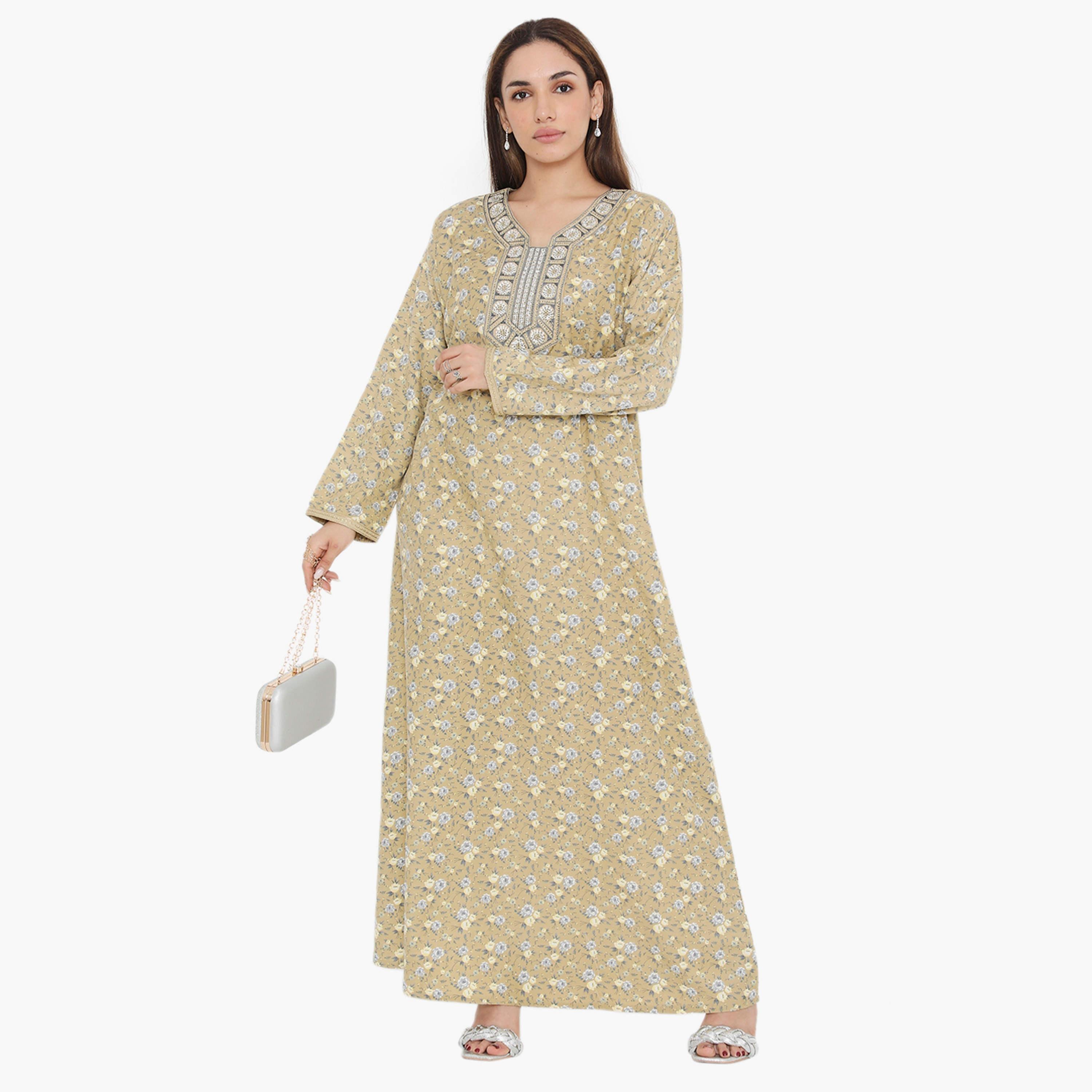 جلابية نسائية مطرزة ومطرزة بالورود ذات يوك من هناء وسارة-women-arabicclothing-jalabiyas-image-6
