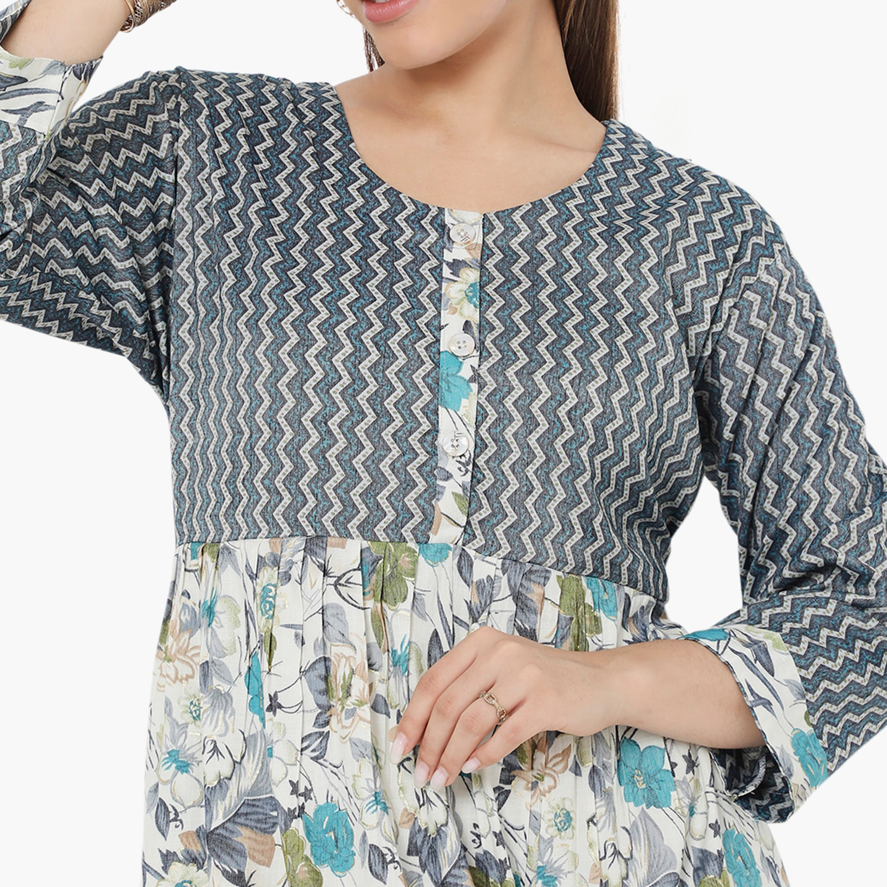 جلابية نسائية متعرجة ومزخرفة بالورود من هناء وسارة-women-arabicclothing-jalabiyas-image-7