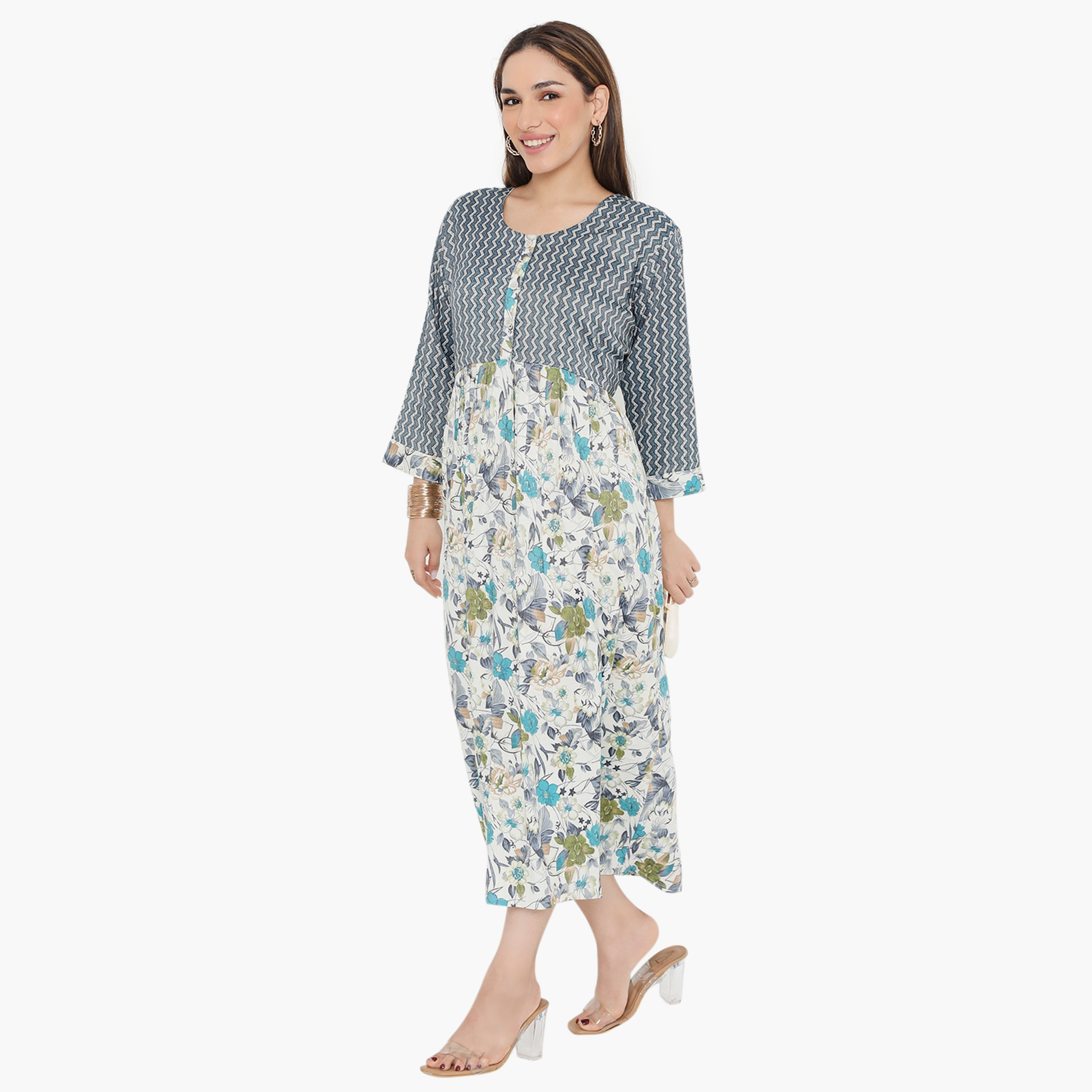 جلابية نسائية متعرجة ومزخرفة بالورود من هناء وسارة-women-arabicclothing-jalabiyas-image-8