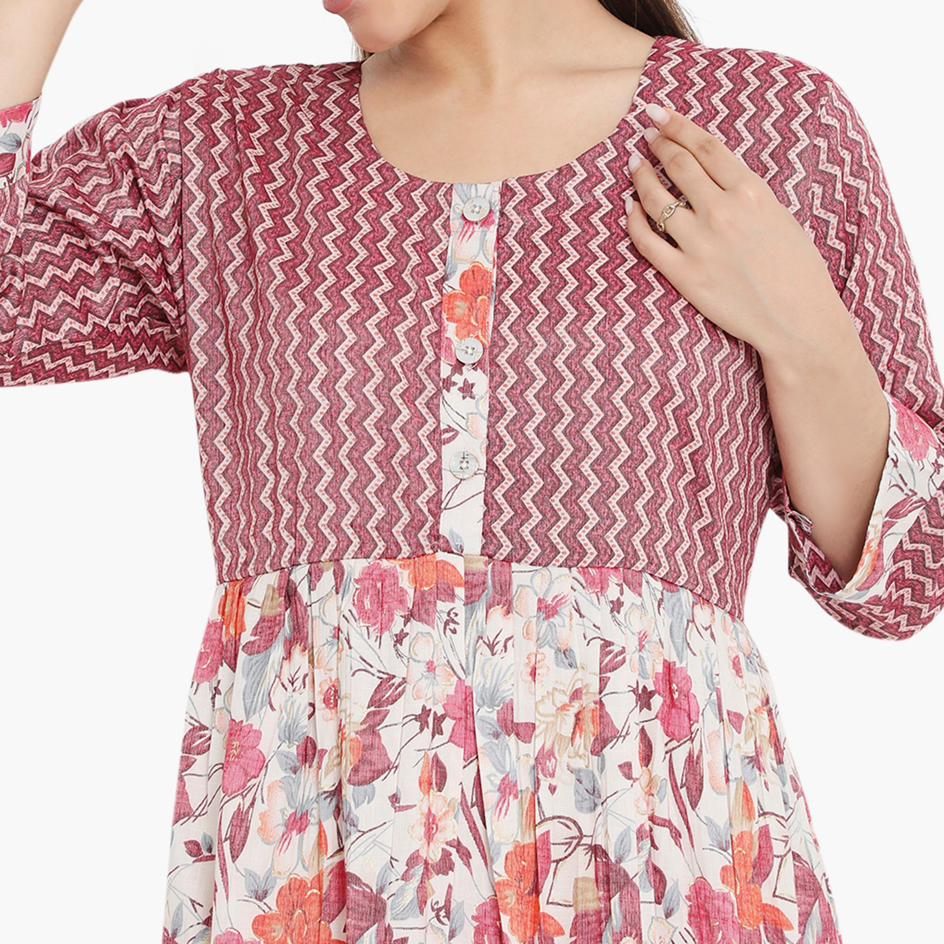 جلابية نسائية متعرجة ومزخرفة بالورود من هناء وسارة-women-arabicclothing-jalabiyas-image-2