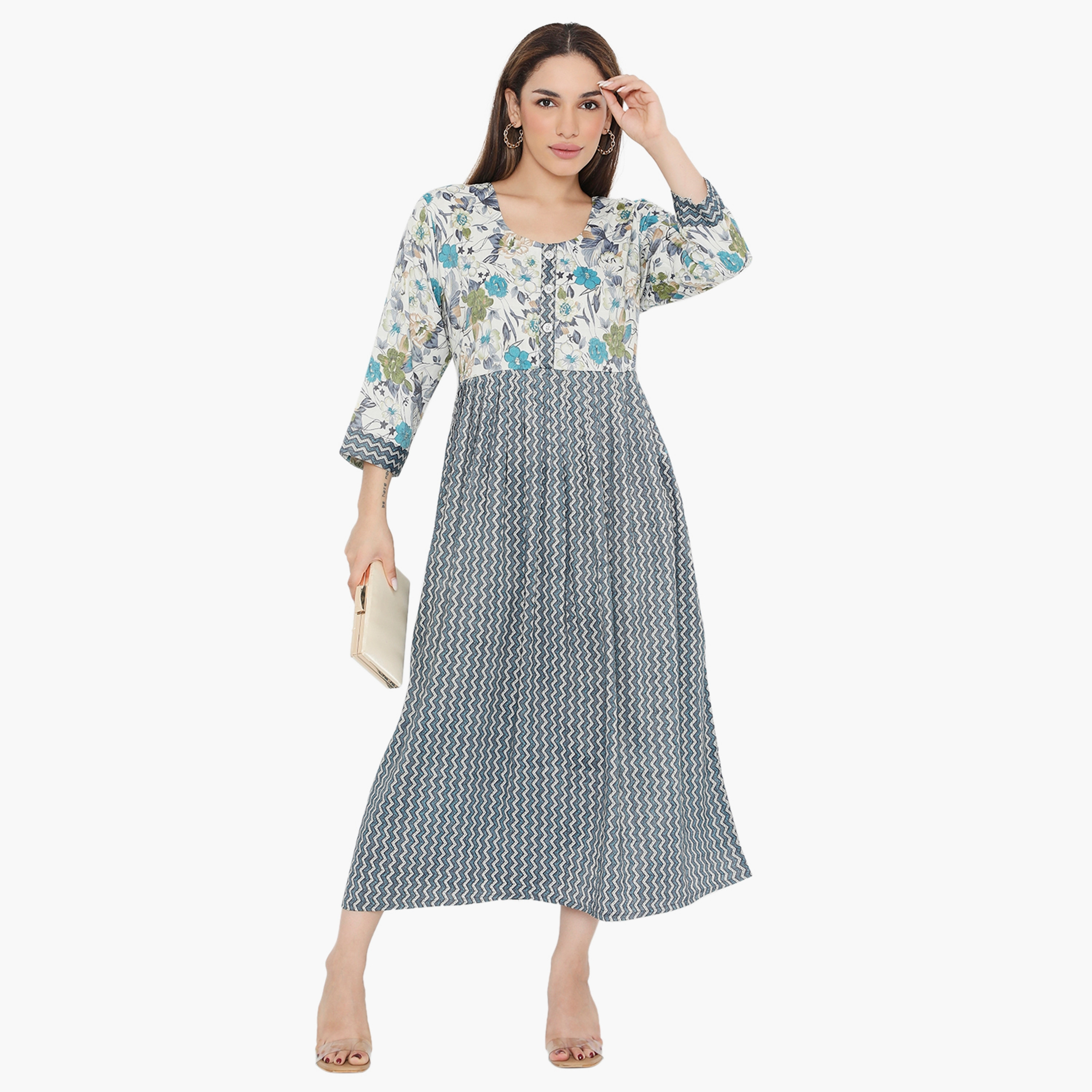 Hana & Sara Zig-Zag and Floral Women's Jalabiya-women-arabicclothing-jalabiyas-image-6