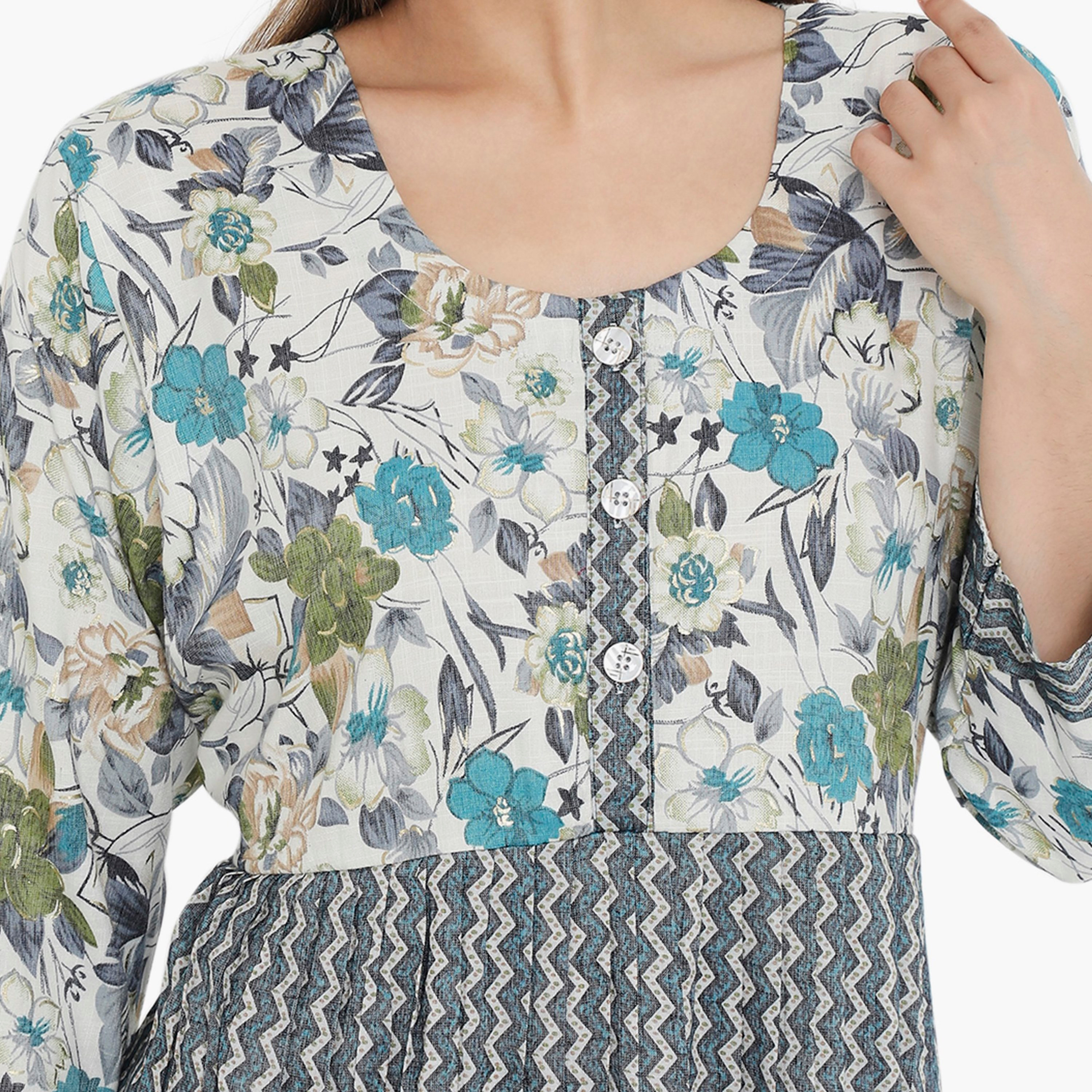 Hana & Sara Zig-Zag and Floral Women's Jalabiya-women-arabicclothing-jalabiyas-image-7