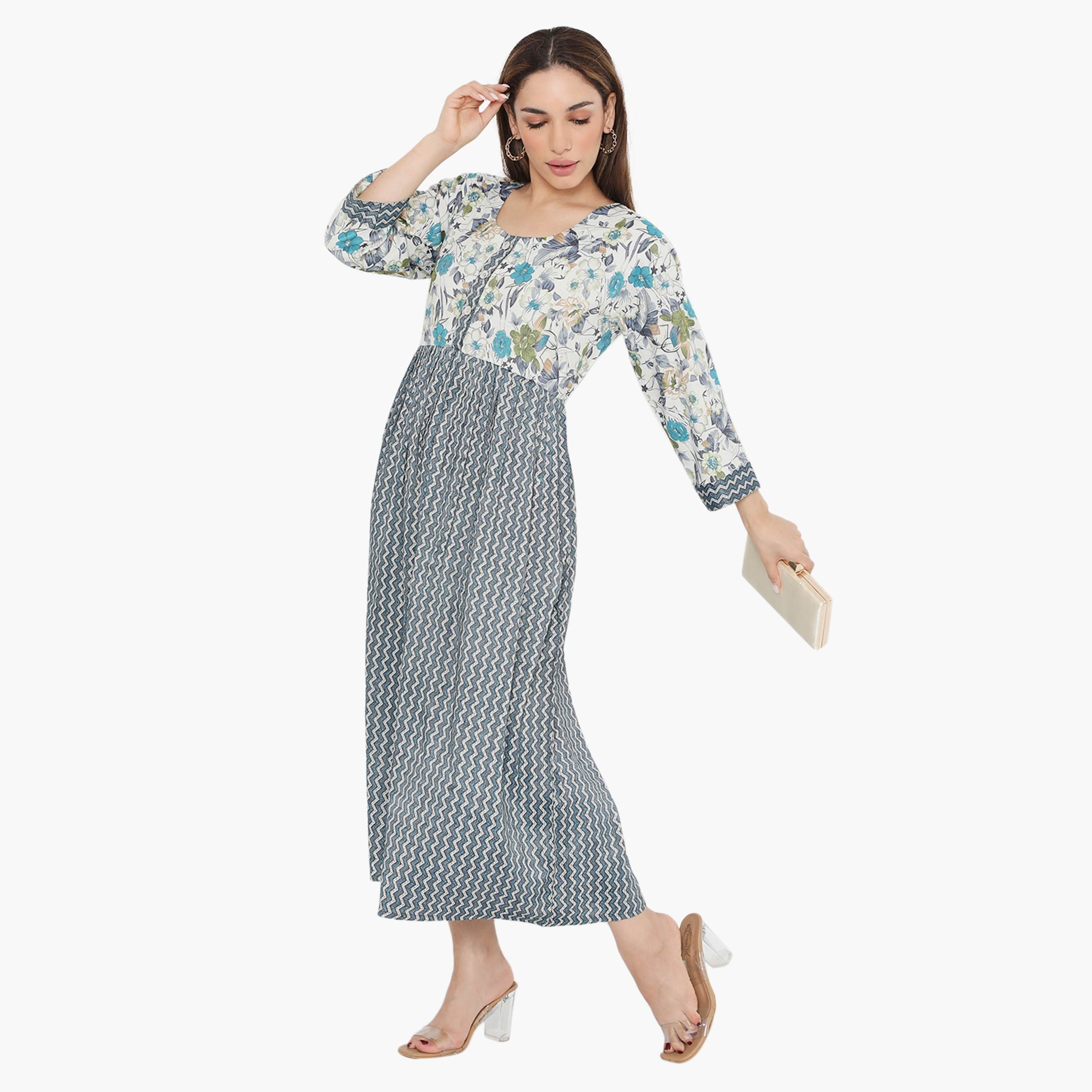 Hana & Sara Zig-Zag and Floral Women's Jalabiya-women-arabicclothing-jalabiyas-image-8