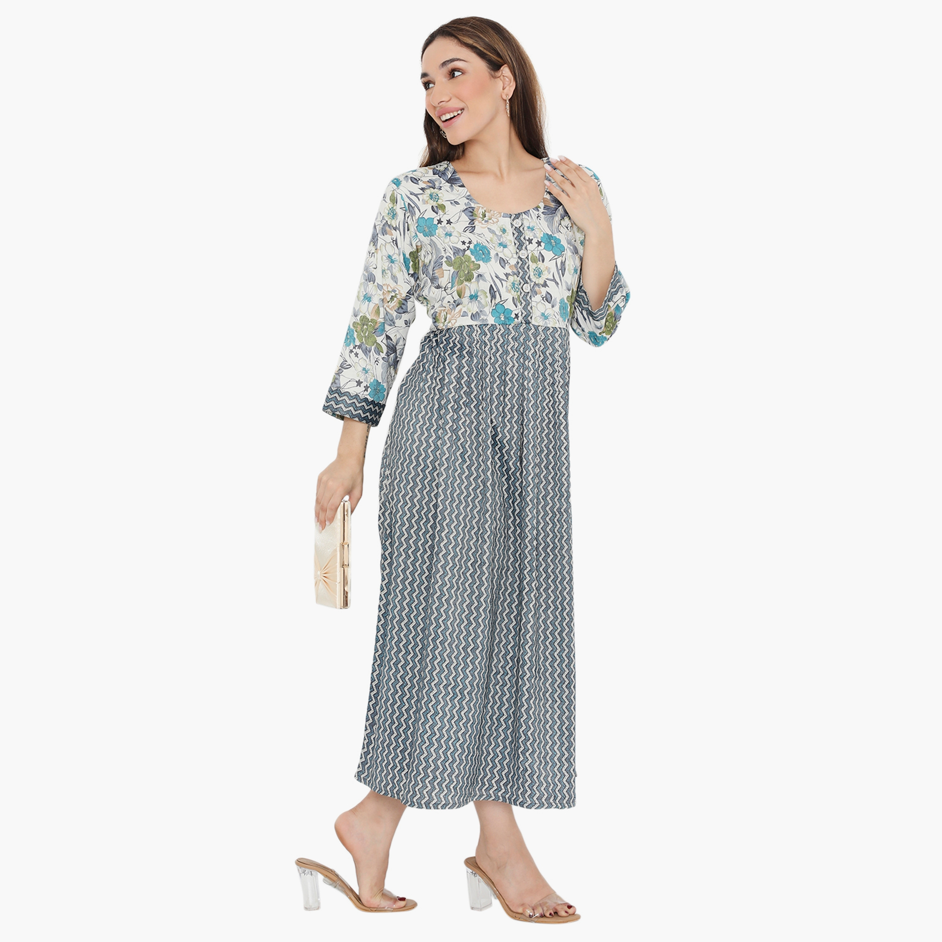 Hana & Sara Zig-Zag and Floral Women's Jalabiya-women-arabicclothing-jalabiyas-image-9