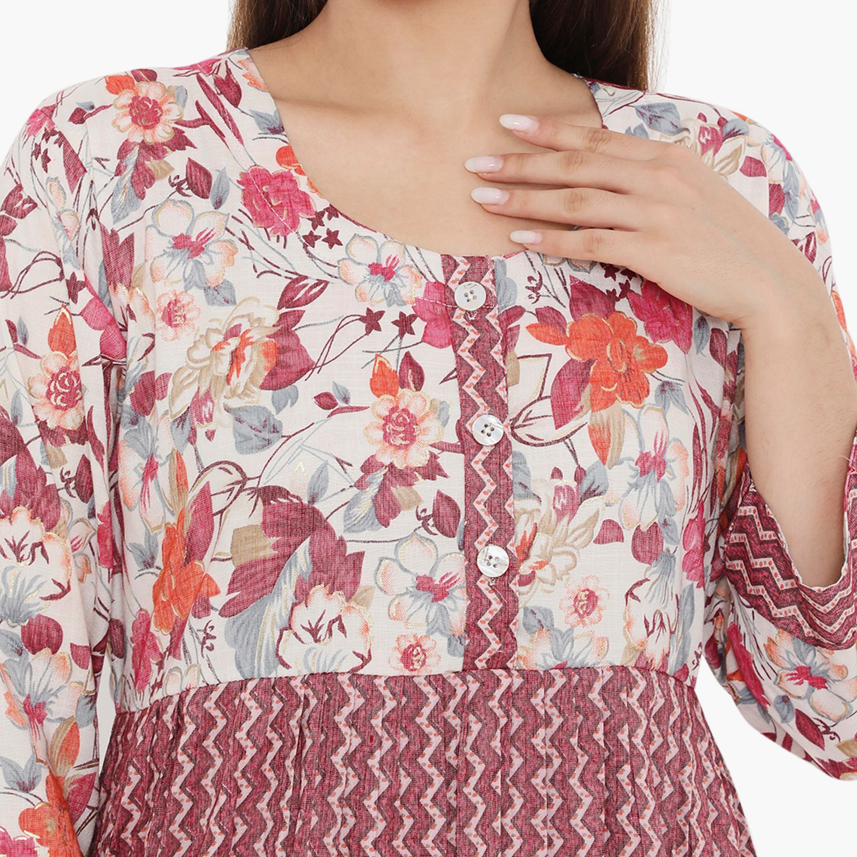 جلابية نسائية متعرجة ومزخرفة بالورود من هناء وسارة-women-arabicclothing-jalabiyas-image-2