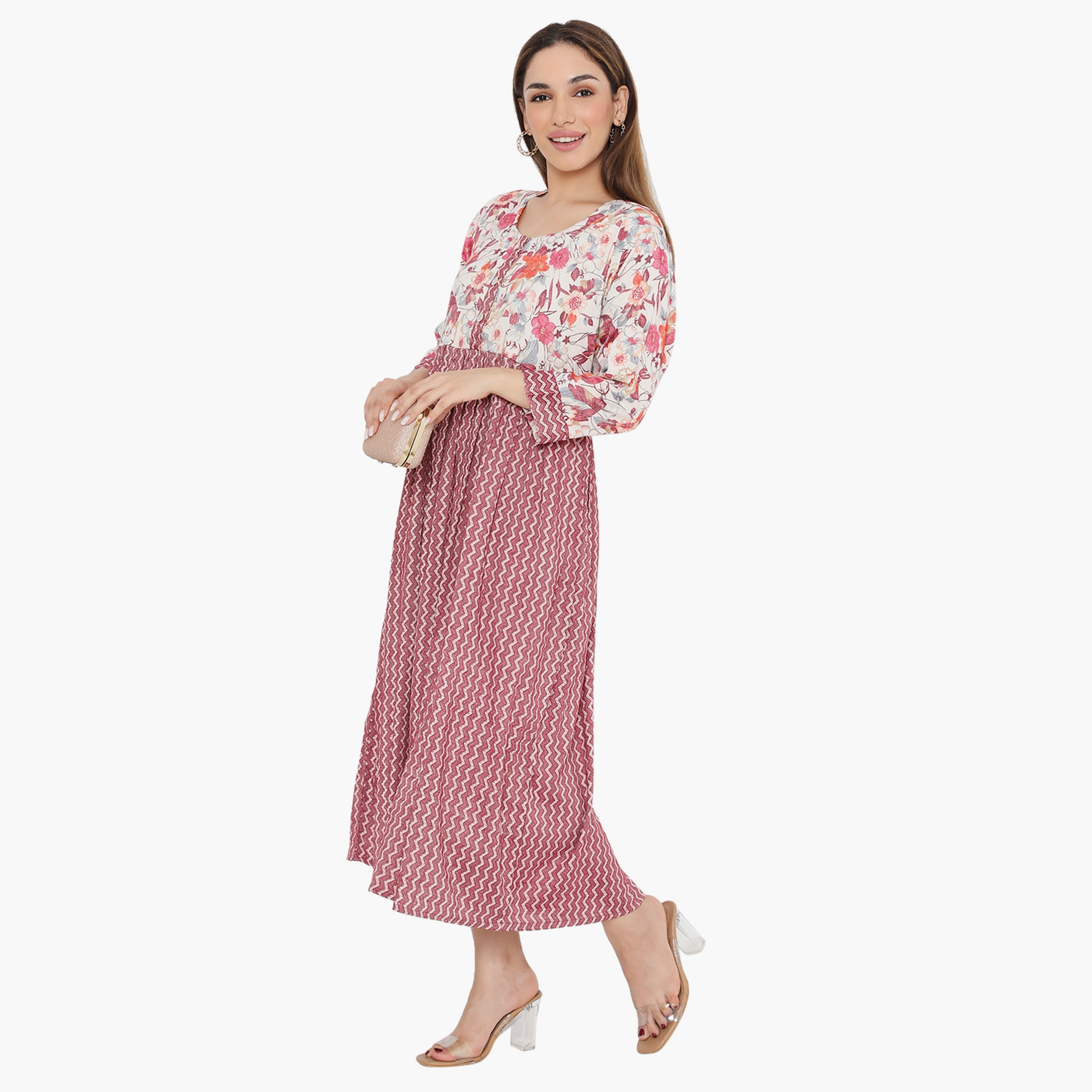 Hana & Sara Zig-Zag and Floral Women's Jalabiya-women-arabicclothing-jalabiyas-image-3