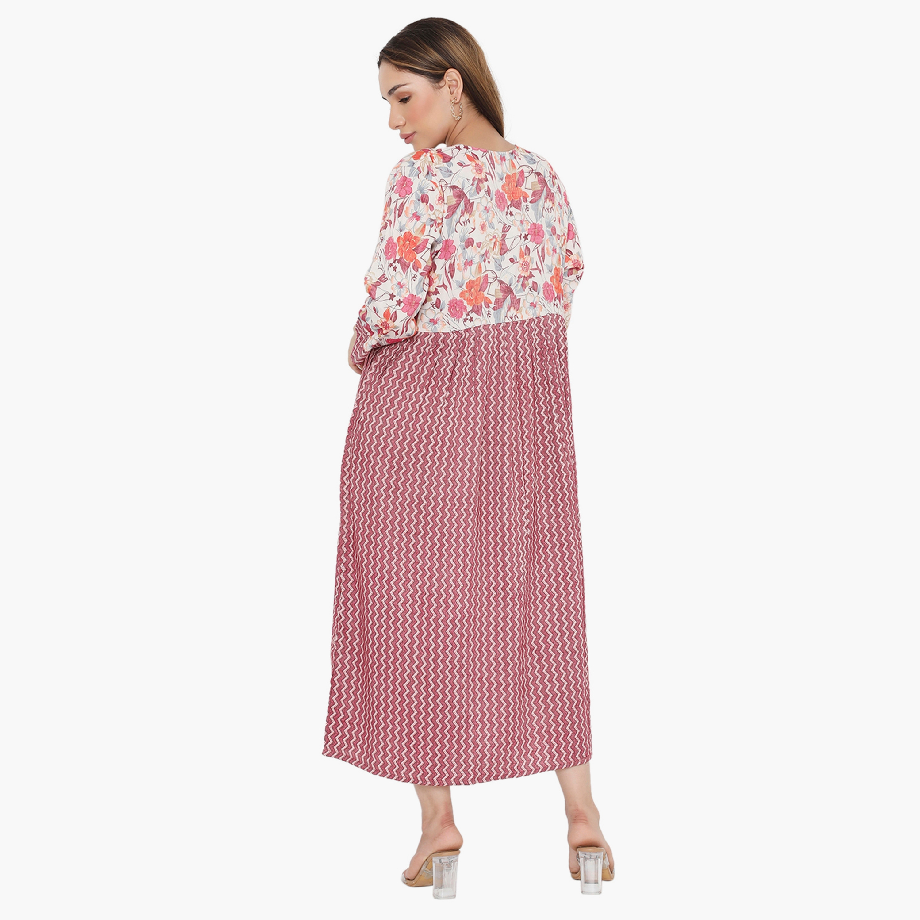 Hana & Sara Zig-Zag and Floral Women's Jalabiya-women-arabicclothing-jalabiyas-image-5