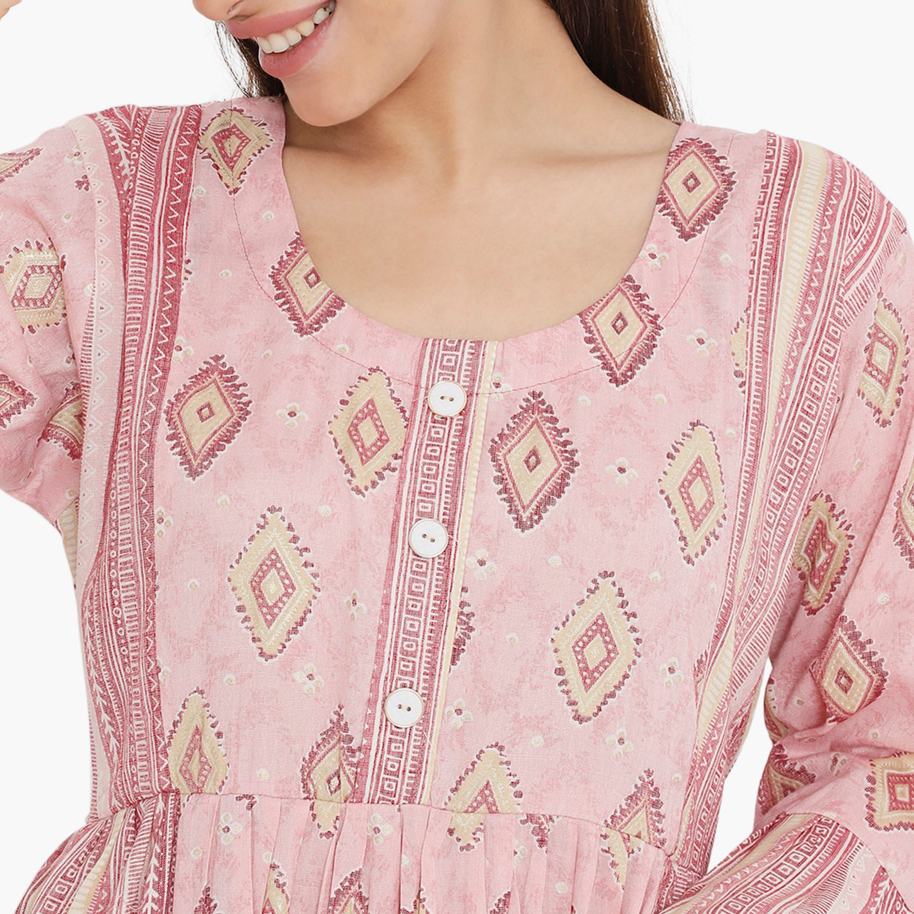 جلابية نسائية مطبوعة بأكمام جرس من هناء وسارة-women-arabicclothing-jalabiyas-image-7