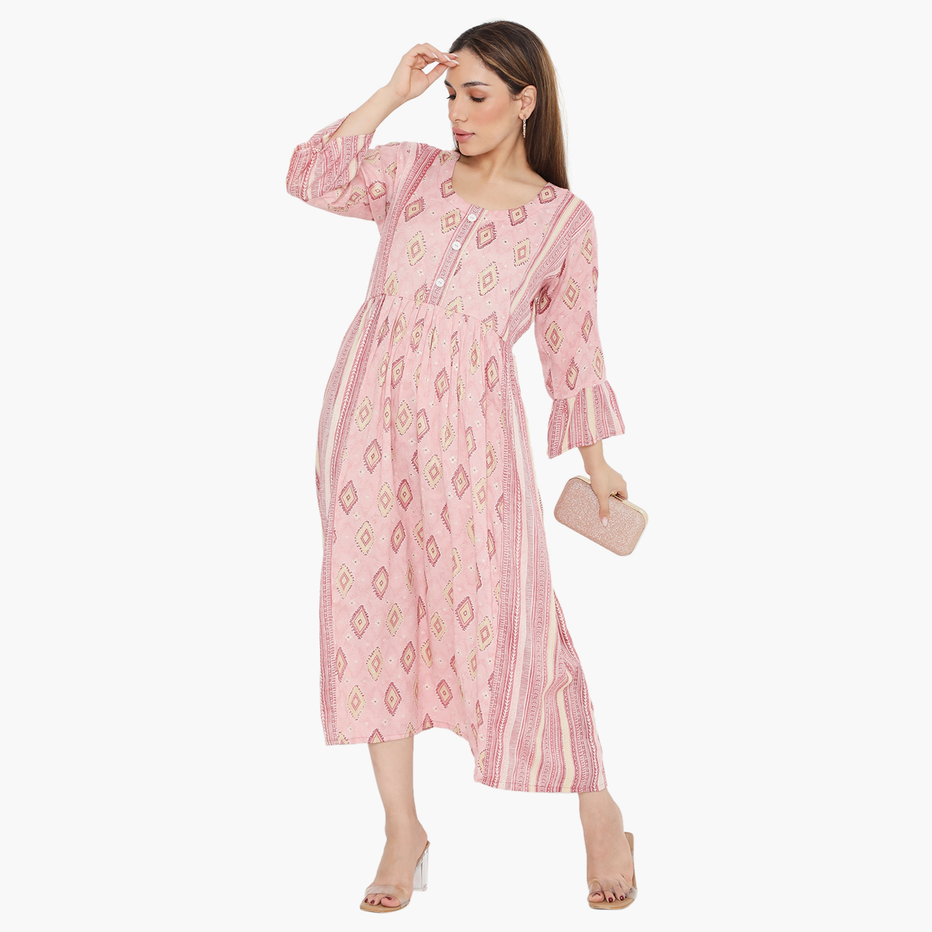 جلابية نسائية مطبوعة بأكمام جرس من هناء وسارة-women-arabicclothing-jalabiyas-image-8