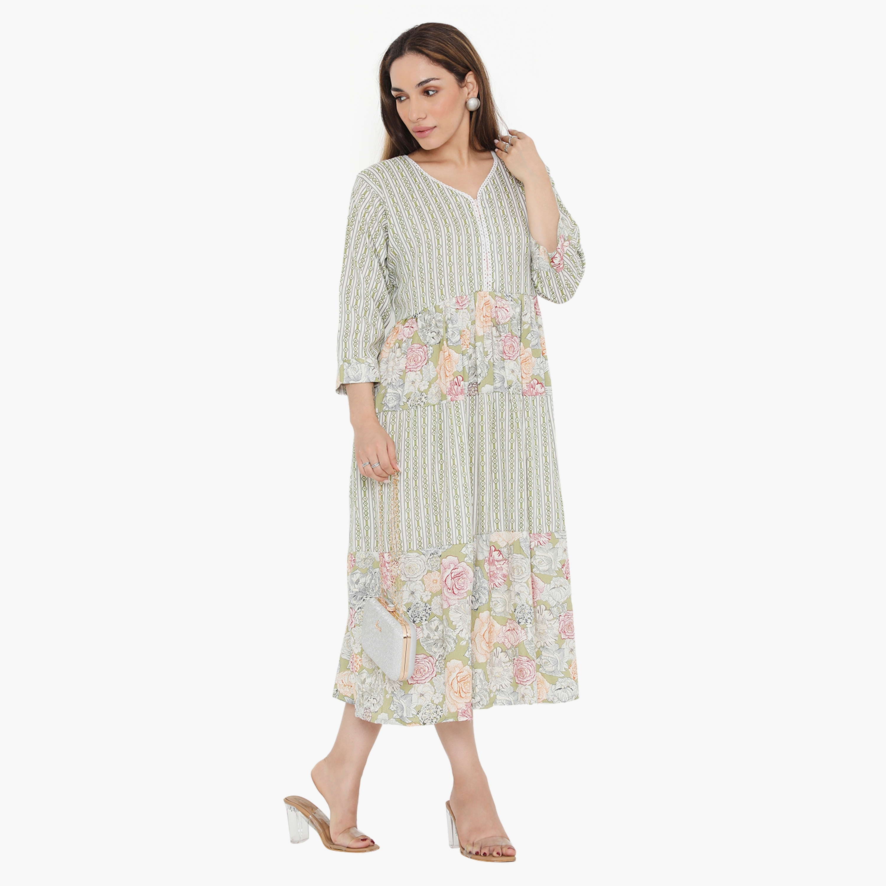 Hana & Sara Striped and Floral Women's Jalabiya-women-arabicclothing-jalabiyas-image-4