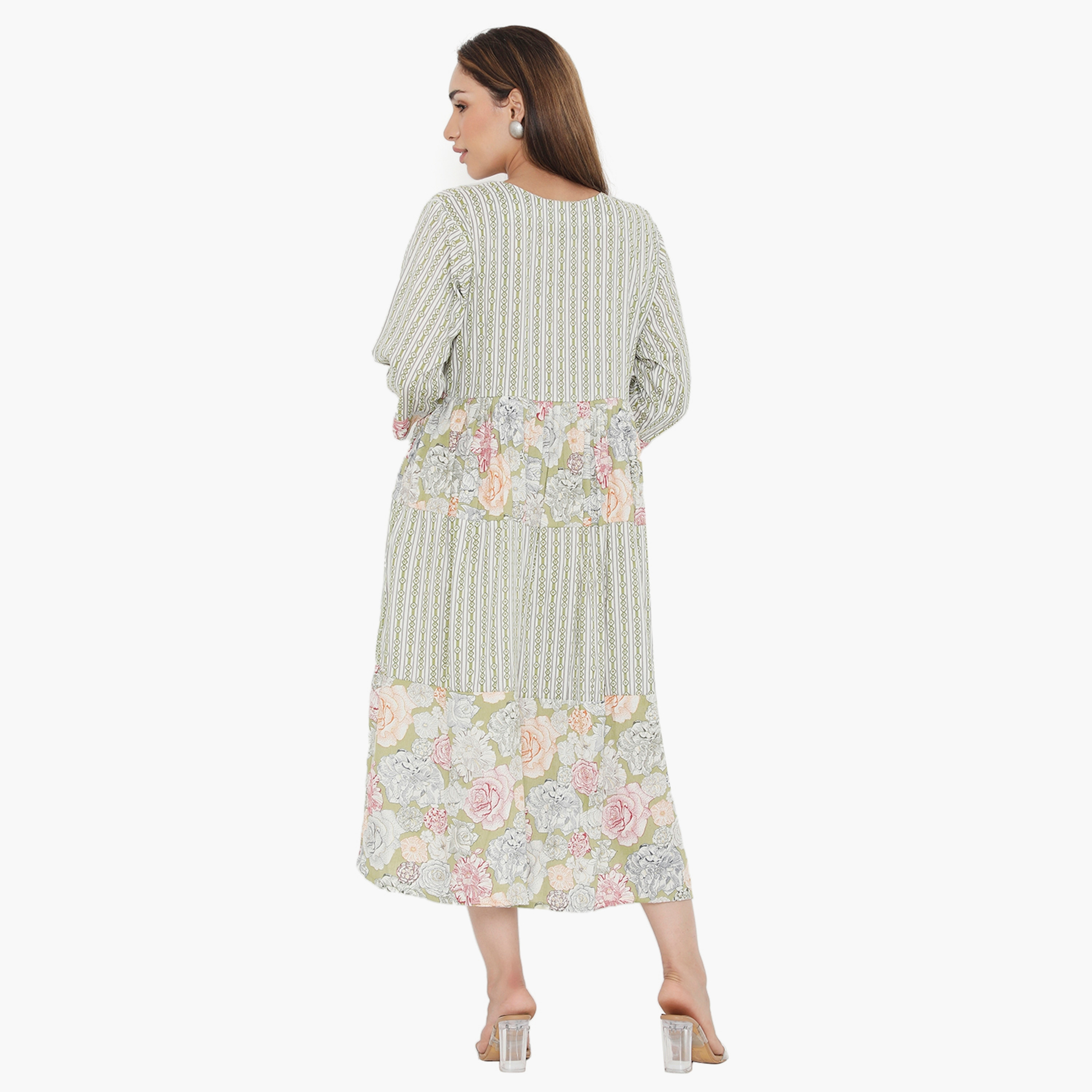 Hana & Sara Striped and Floral Women's Jalabiya-women-arabicclothing-jalabiyas-image-5