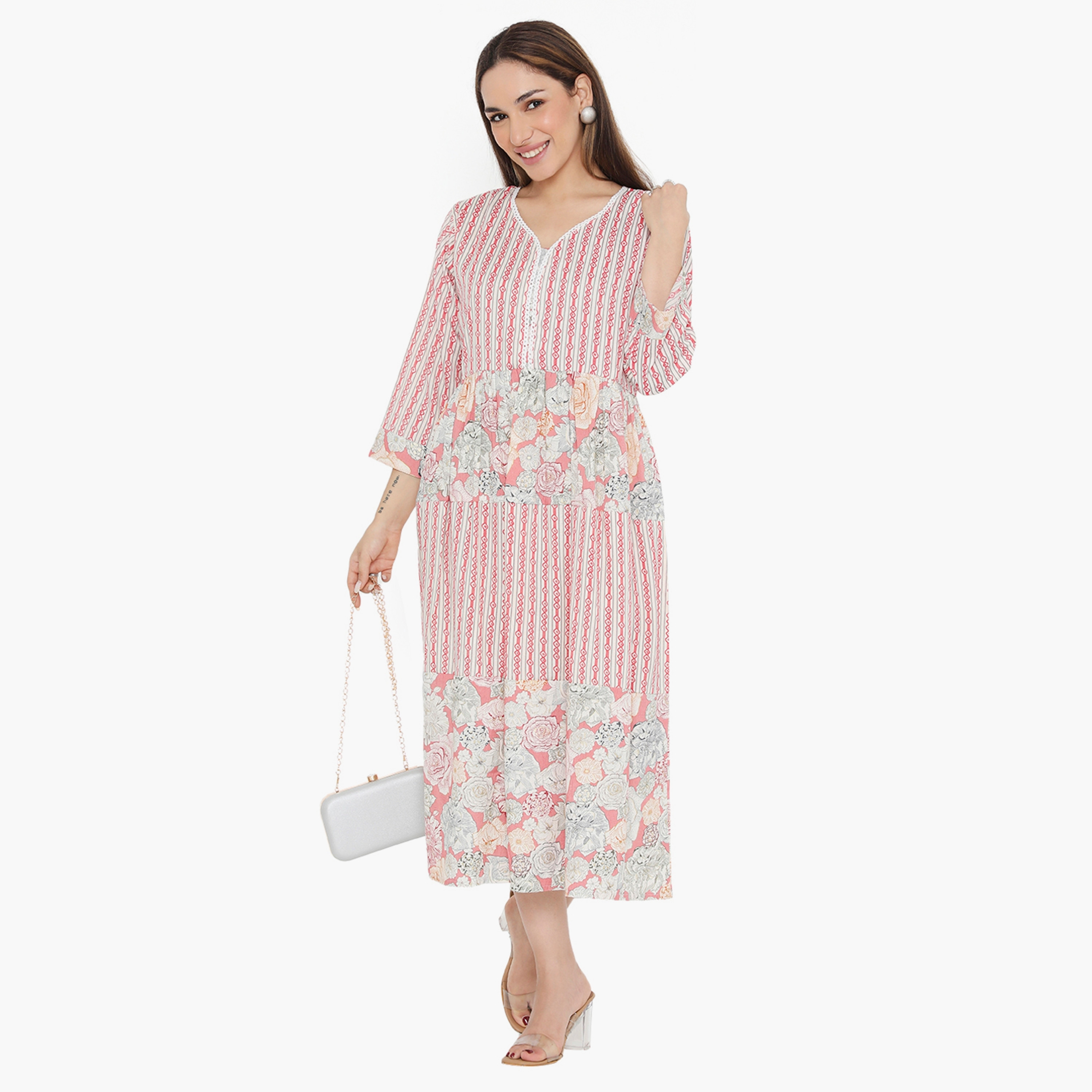 Hana & Sara Striped and Floral Women's Jalabiya-women-arabicclothing-jalabiyas-image-6