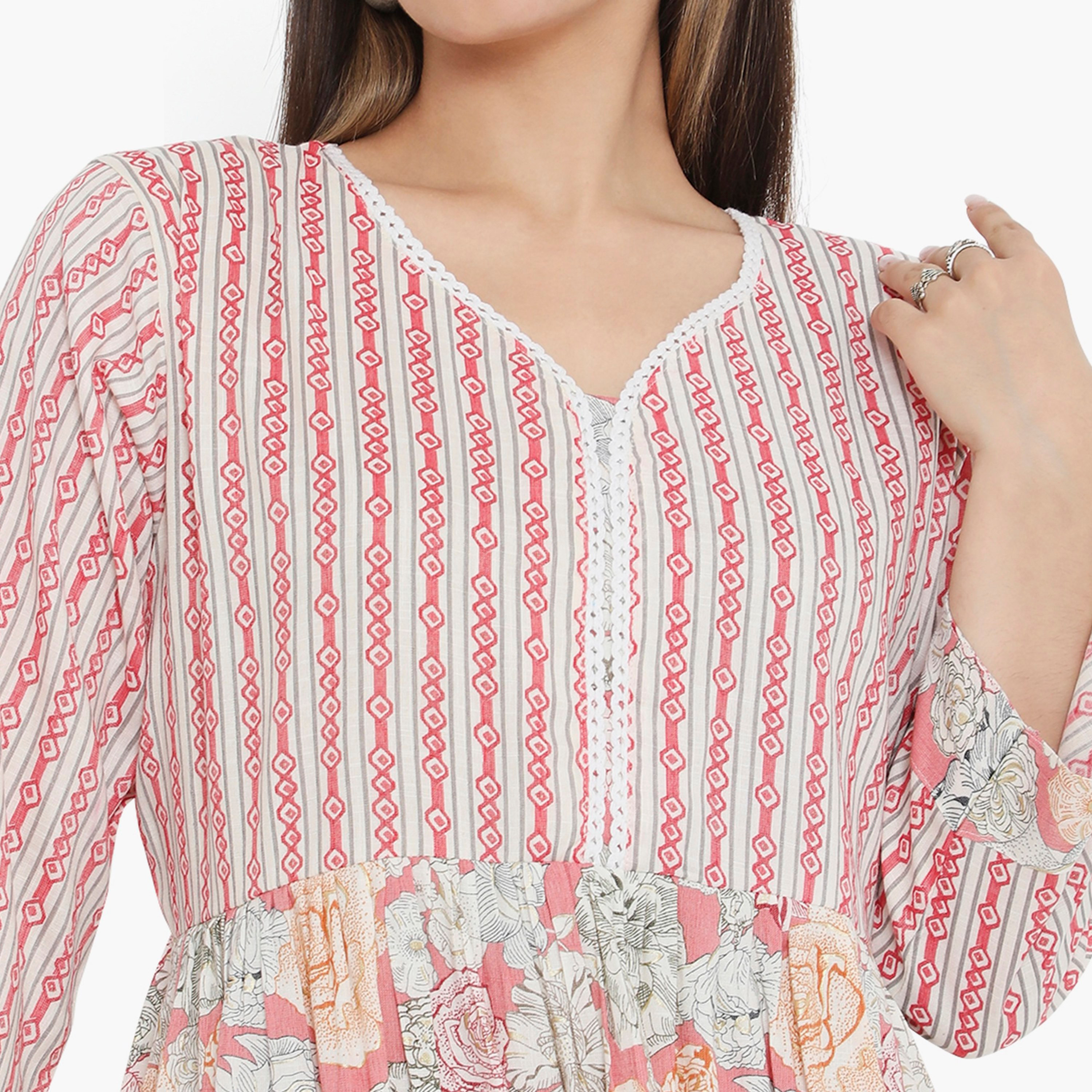 Hana & Sara Striped and Floral Women's Jalabiya-women-arabicclothing-jalabiyas-image-7