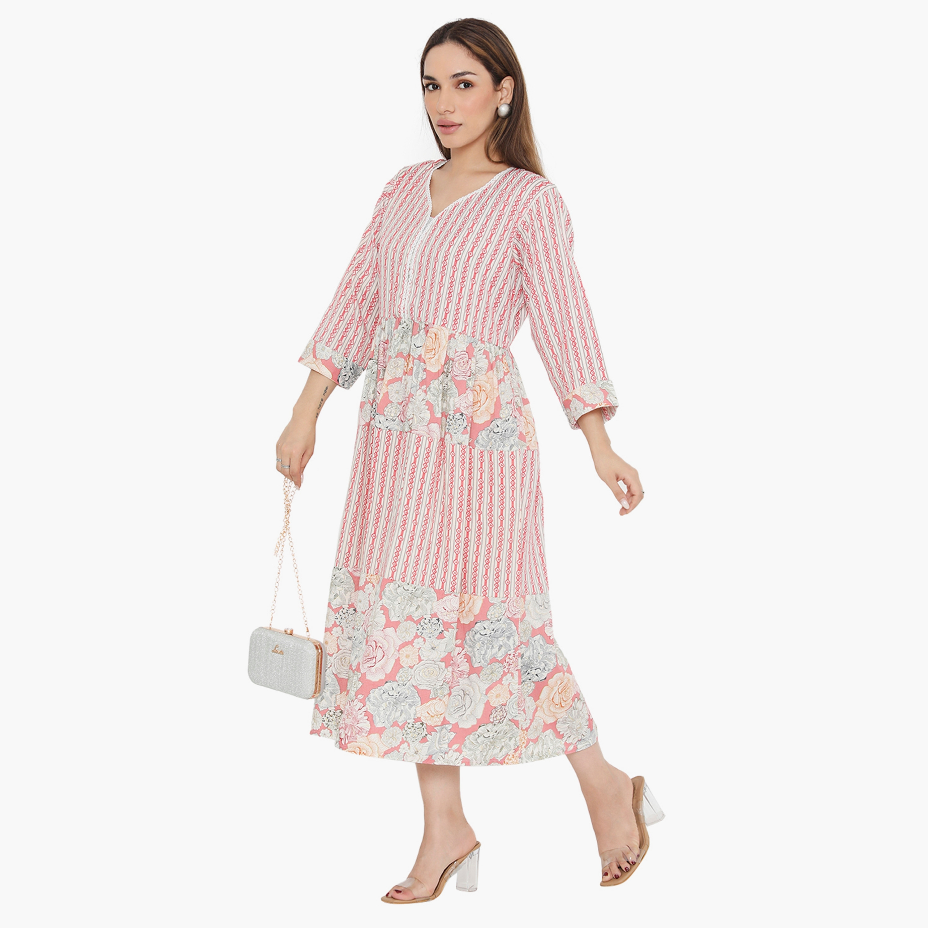 Hana & Sara Striped and Floral Women's Jalabiya-women-arabicclothing-jalabiyas-image-8