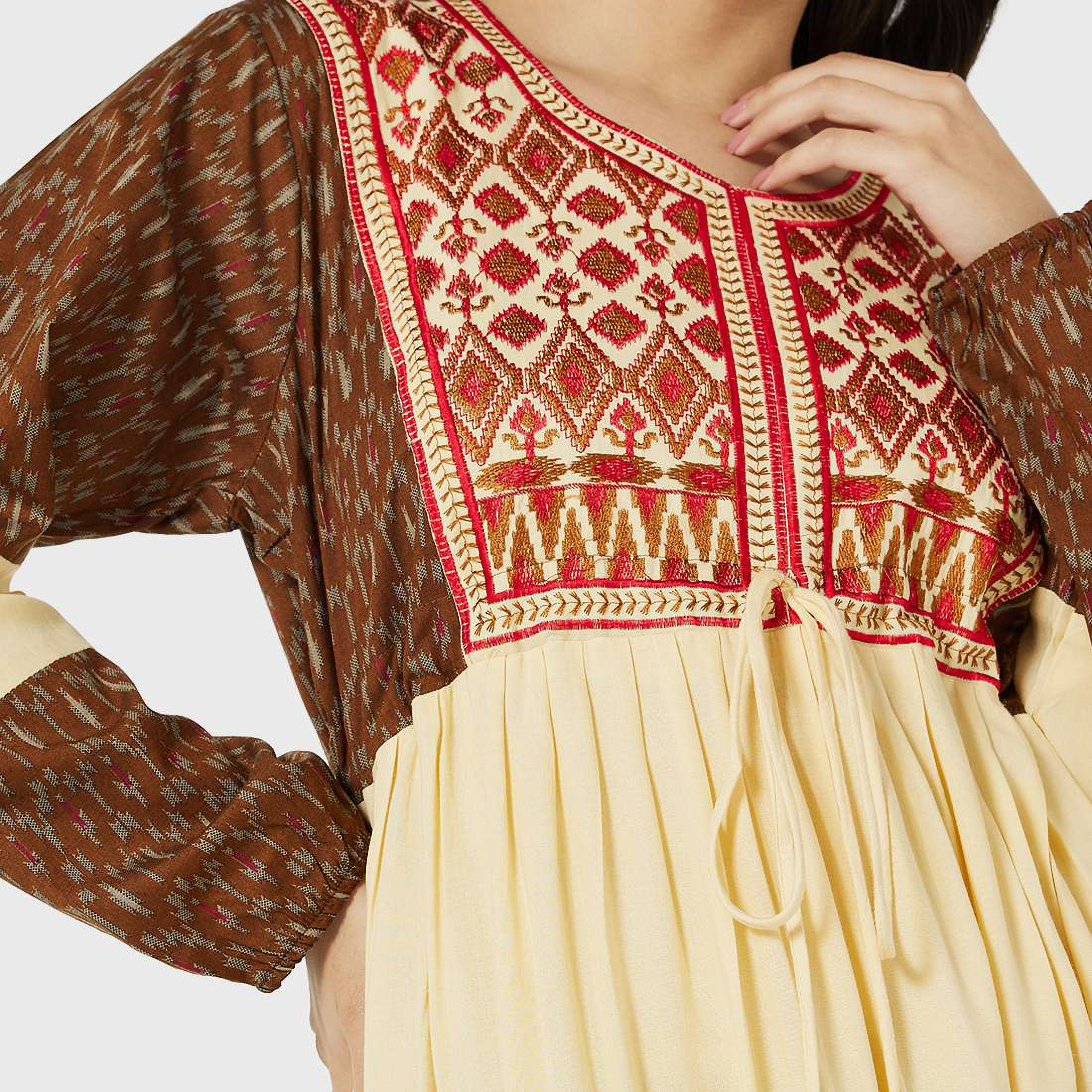 Hana & Sara Multicolour Embroidered Women's Jalabiya with Hijab-women-arabicclothing-jalabiyas-image-2