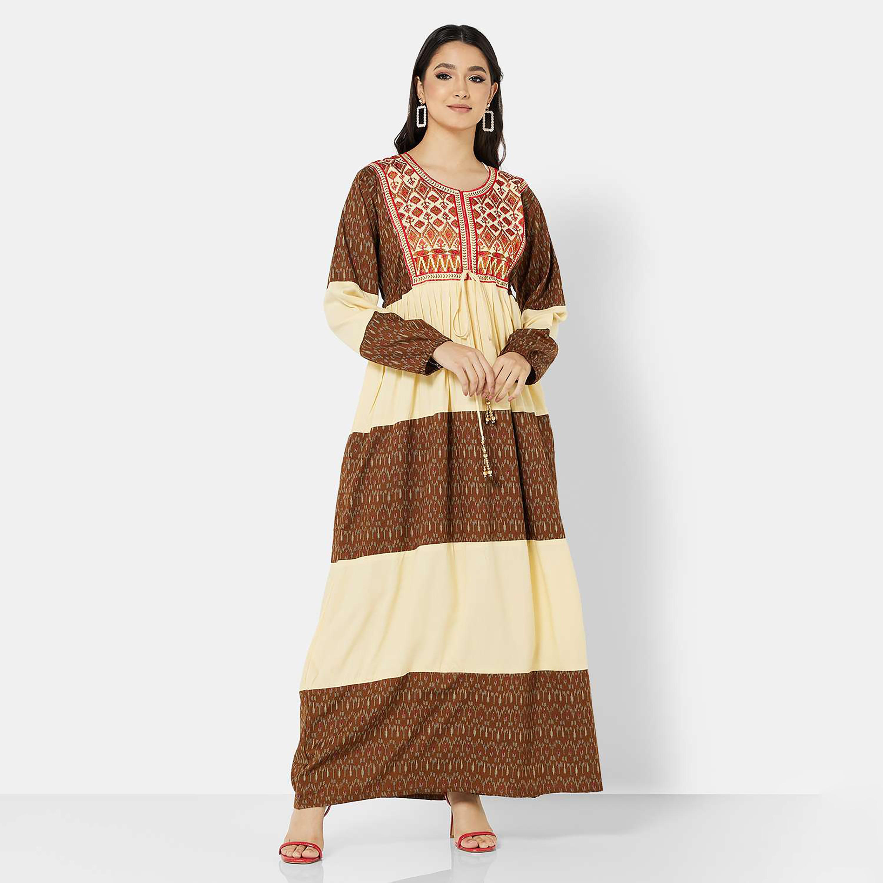 هنا وسارة جلابية نسائية مطرزة متعددة الألوان مع الحجاب-women-arabicclothing-jalabiyas-image-3