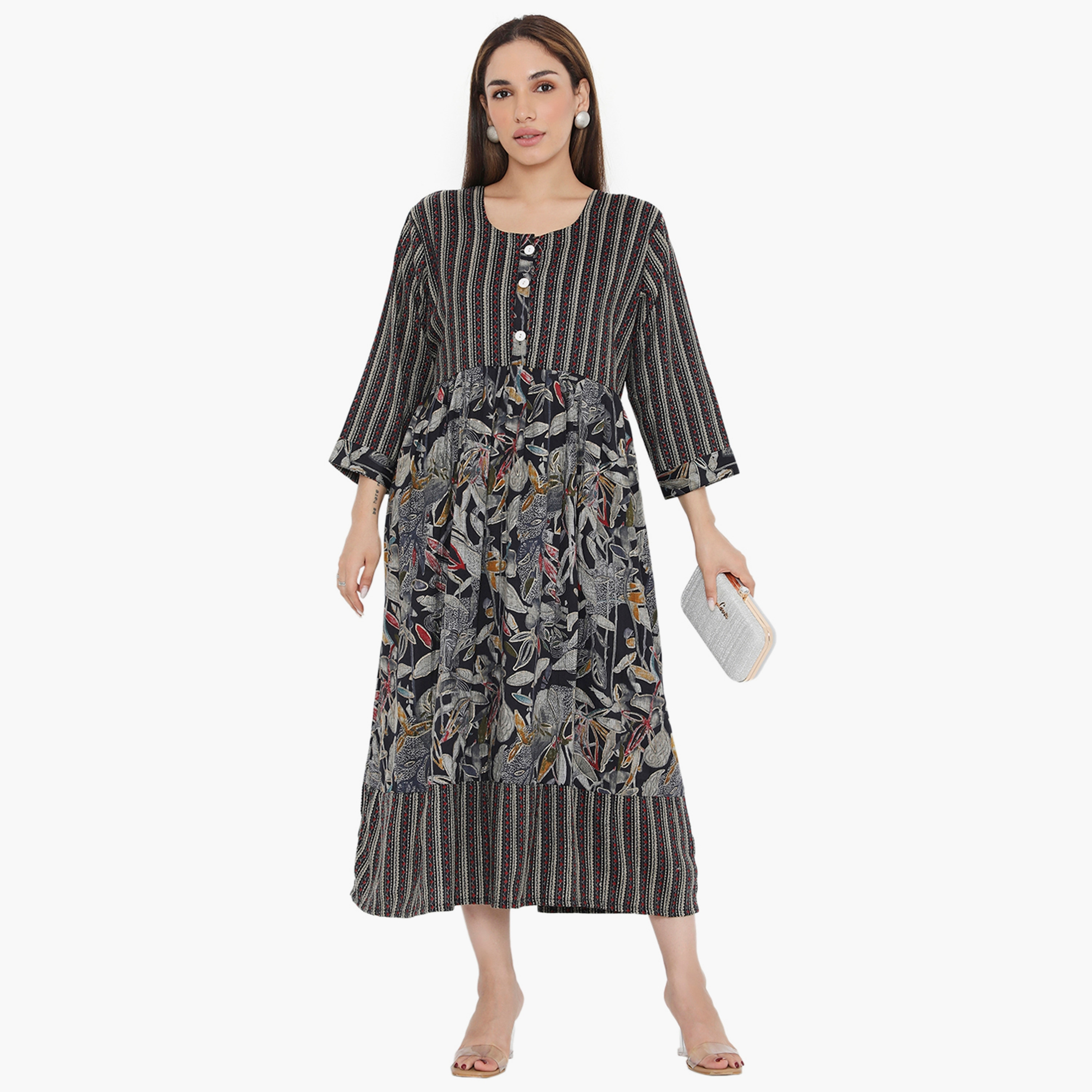 Hana & Sara Striped and Floral Women's Jalabiya-women-arabicclothing-jalabiyas-image-6