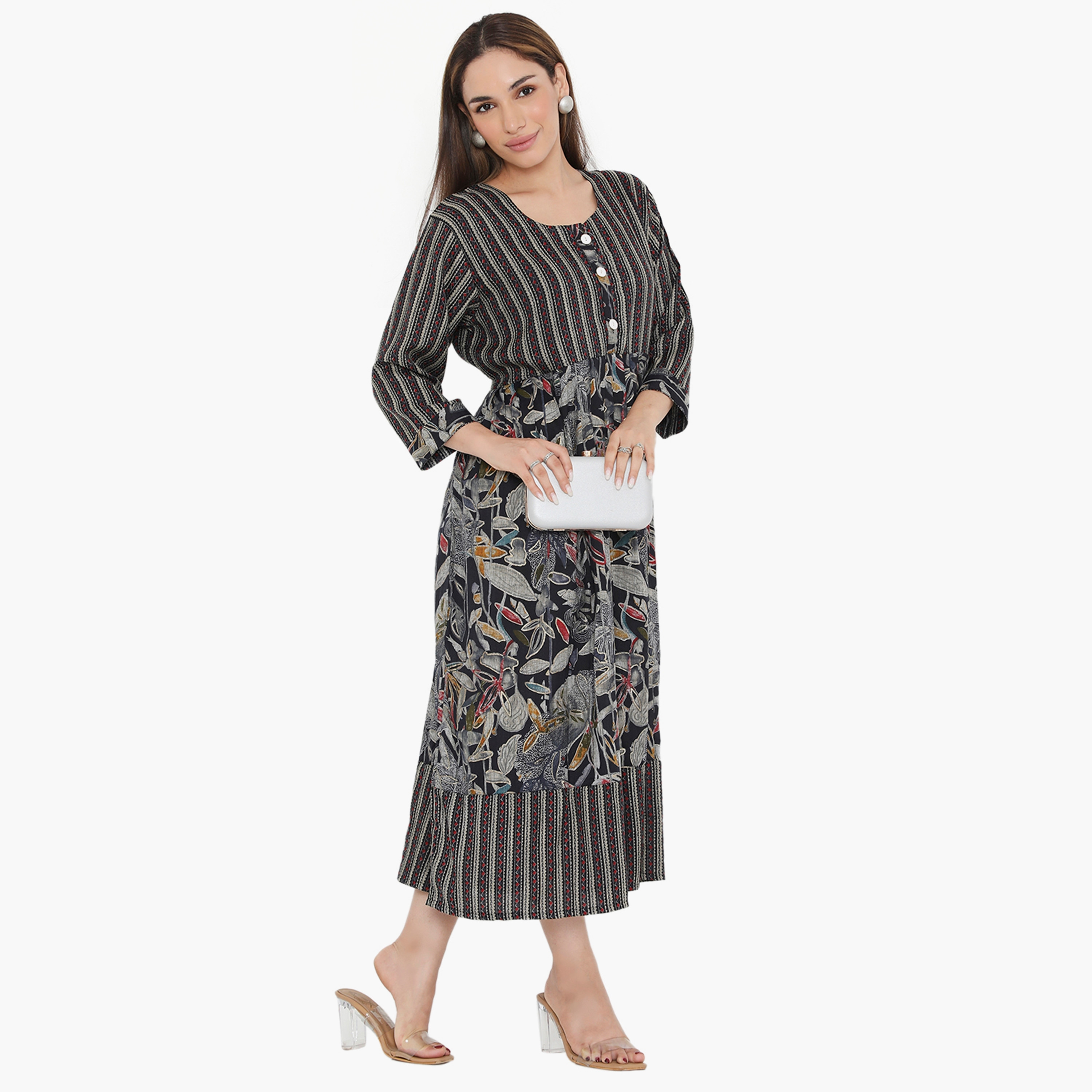 Hana & Sara Striped and Floral Women's Jalabiya-women-arabicclothing-jalabiyas-image-9