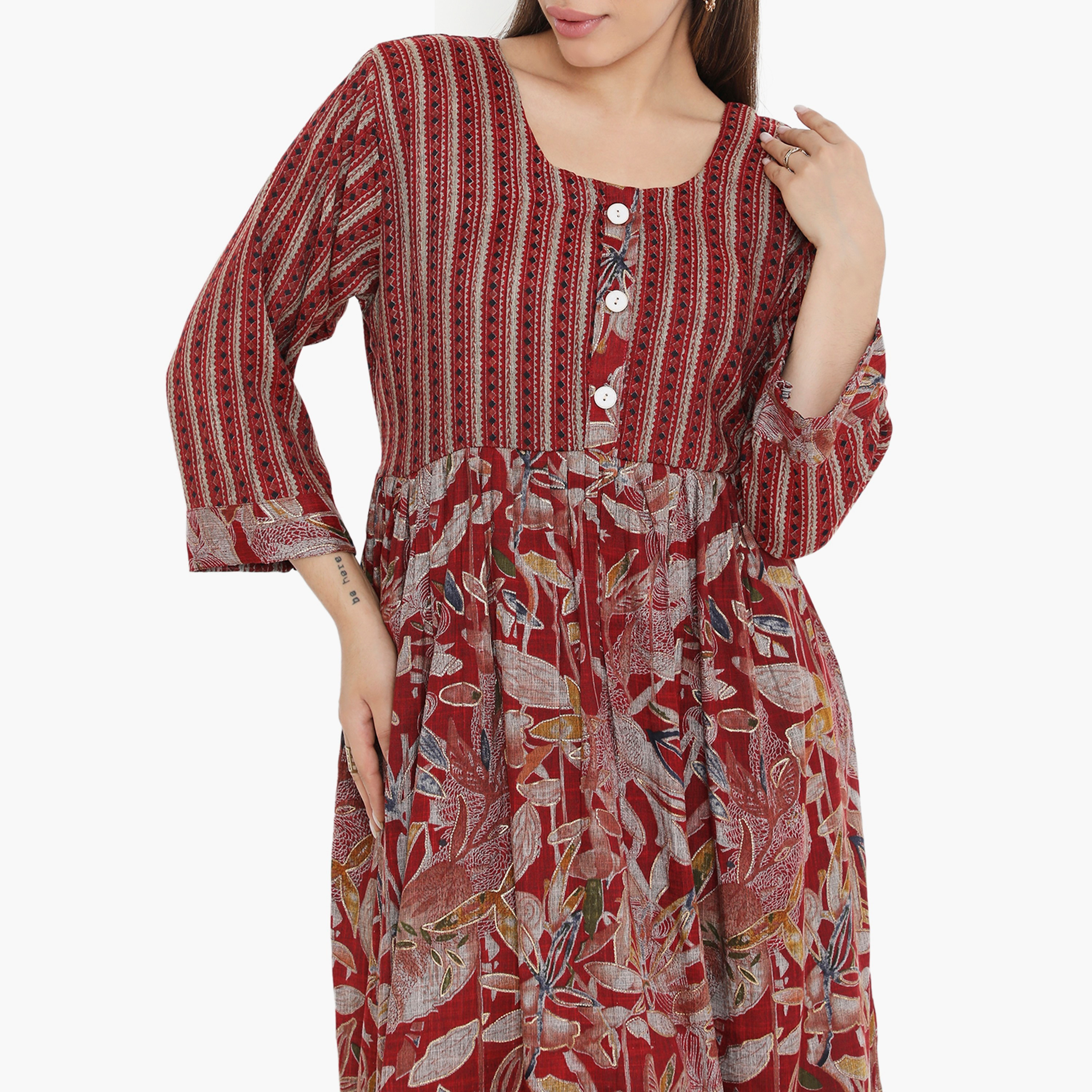Hana & Sara Striped and Floral Women's Jalabiya-women-arabicclothing-jalabiyas-image-2