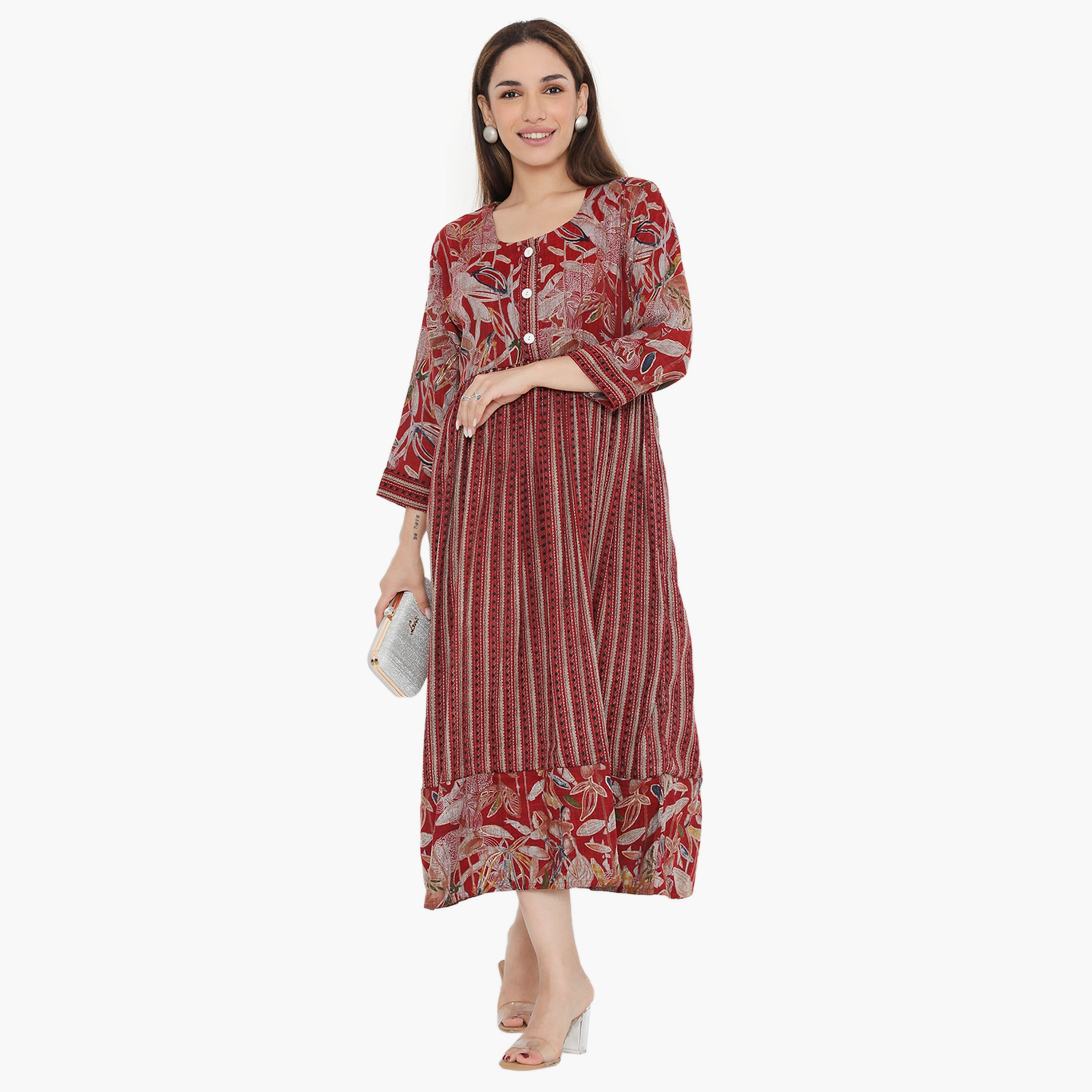 جلابية نسائية مطوية بطبعات وخطوط من هناء وسارة-women-arabicclothing-jalabiyas-image-1