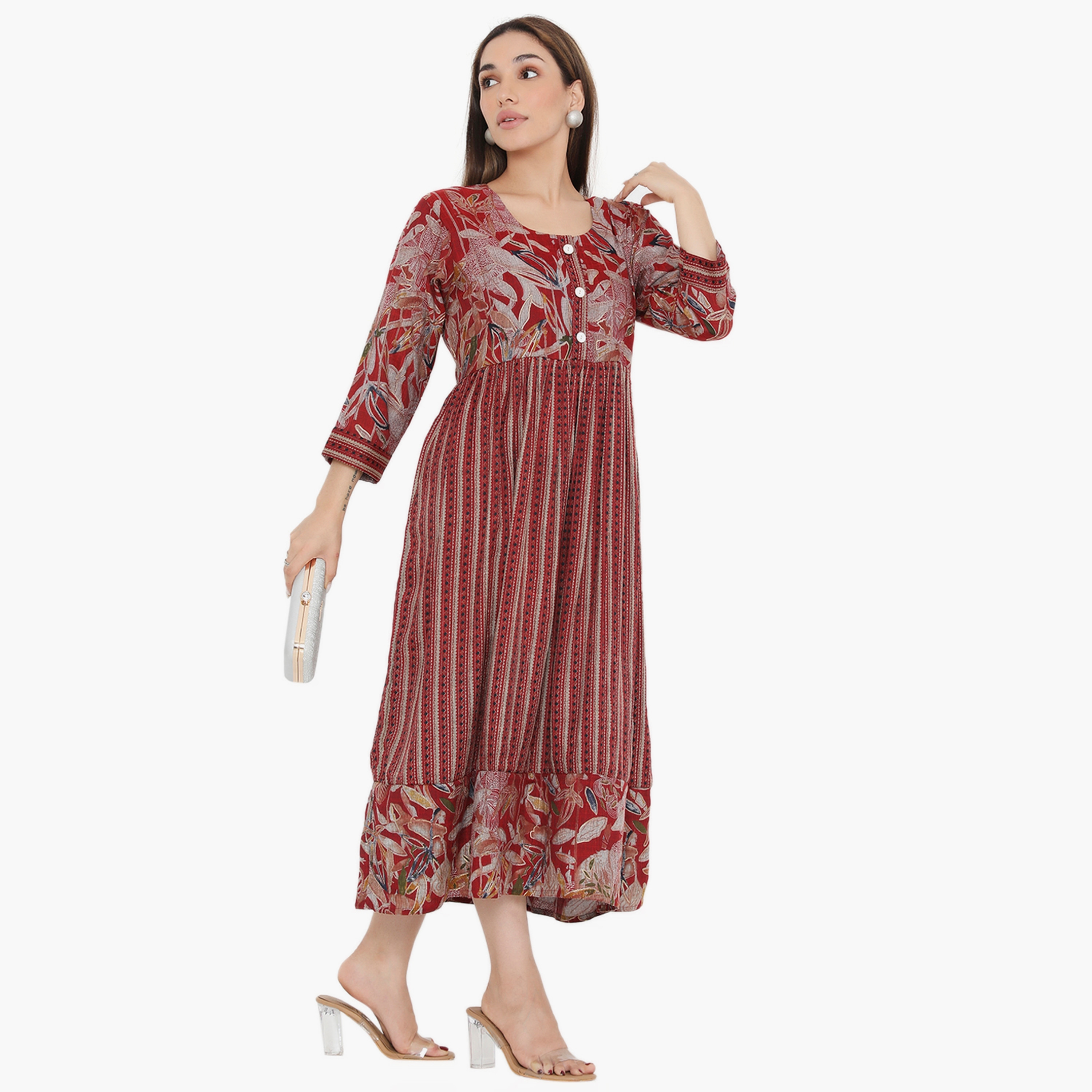 جلابية نسائية مطوية بطبعات وخطوط من هناء وسارة-women-arabicclothing-jalabiyas-image-4