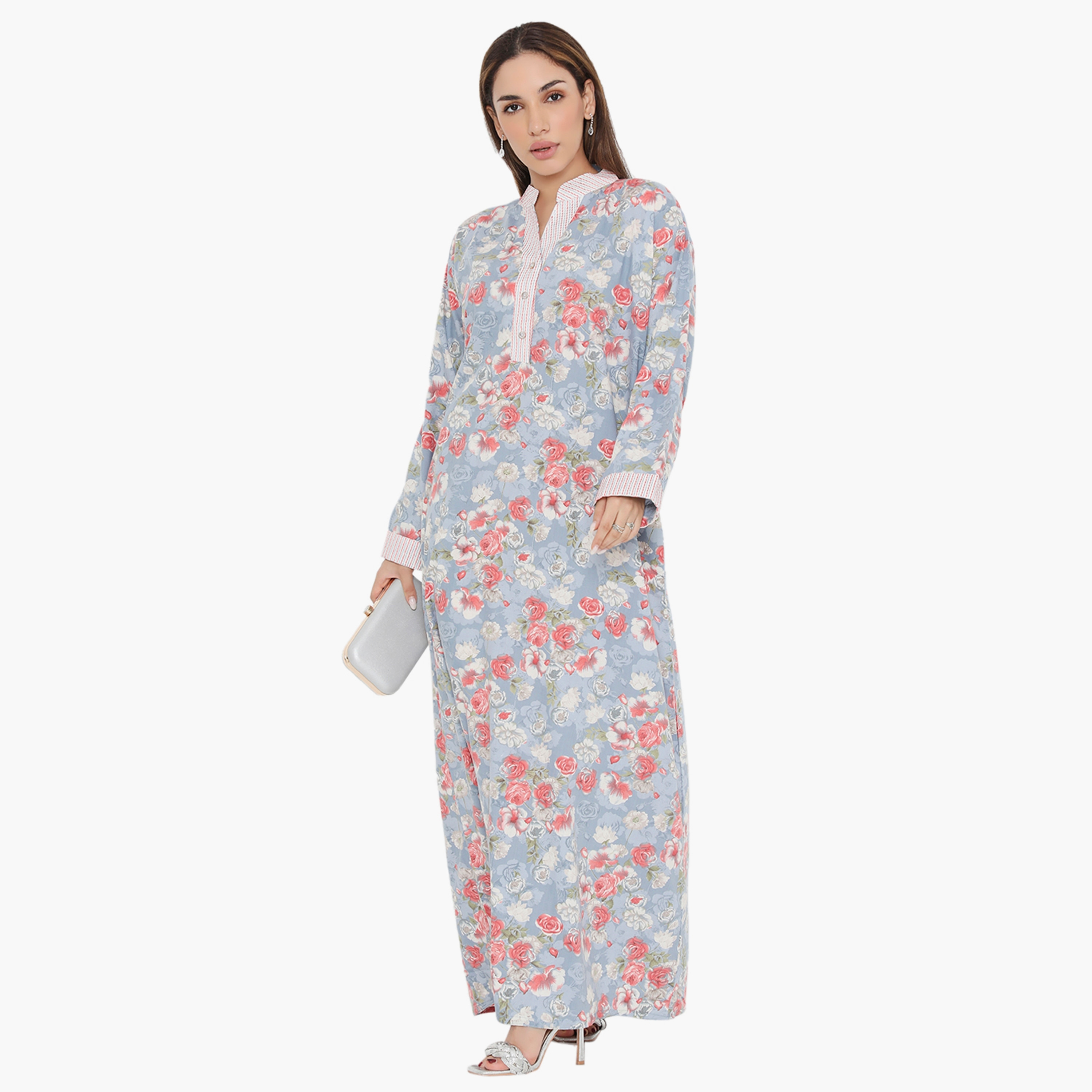 جلابية نسائية مزينة بالورود والخطوط ذات يوك من هناء وسارة-women-arabicclothing-jalabiyas-image-6