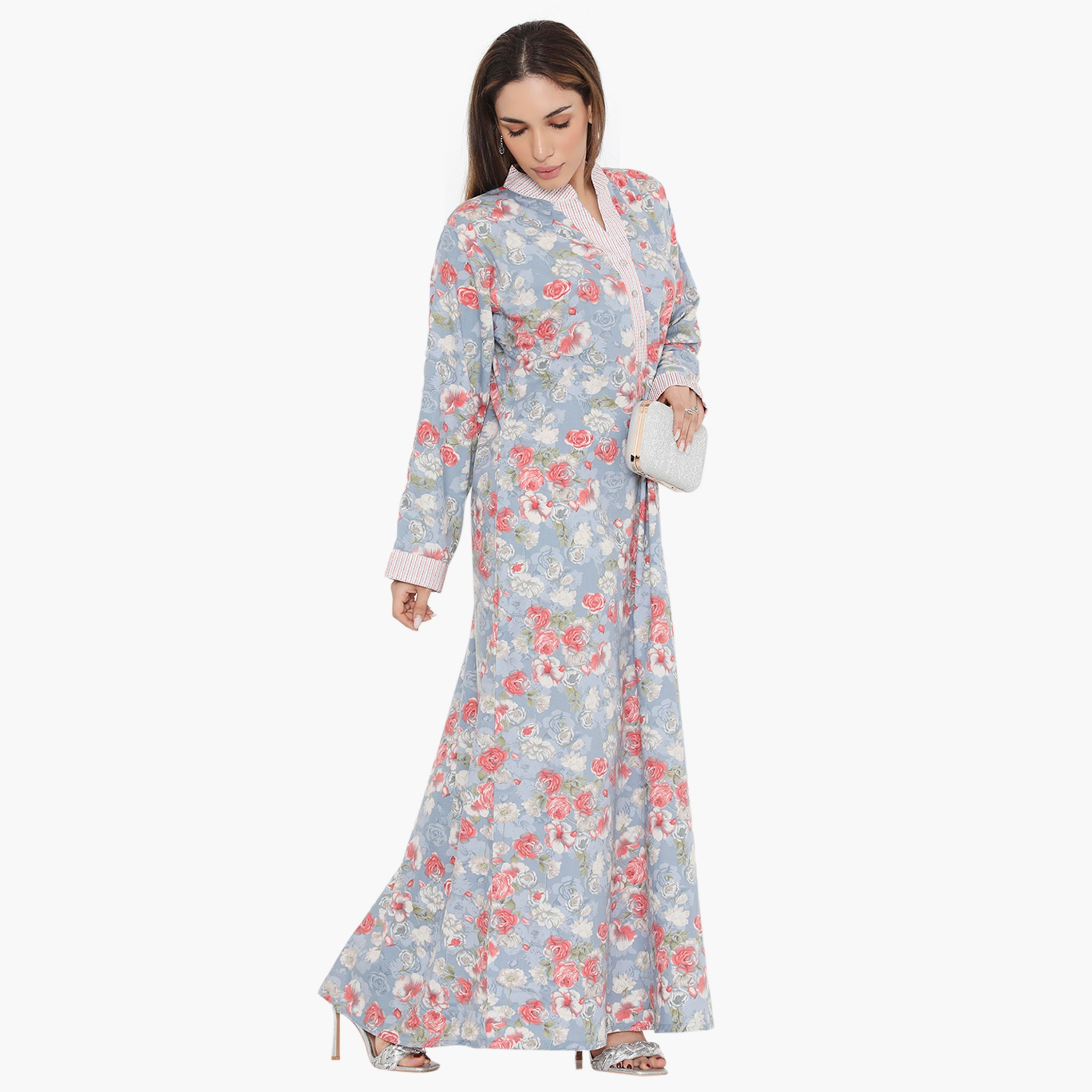 جلابية نسائية مزينة بالورود والخطوط ذات يوك من هناء وسارة-women-arabicclothing-jalabiyas-image-9