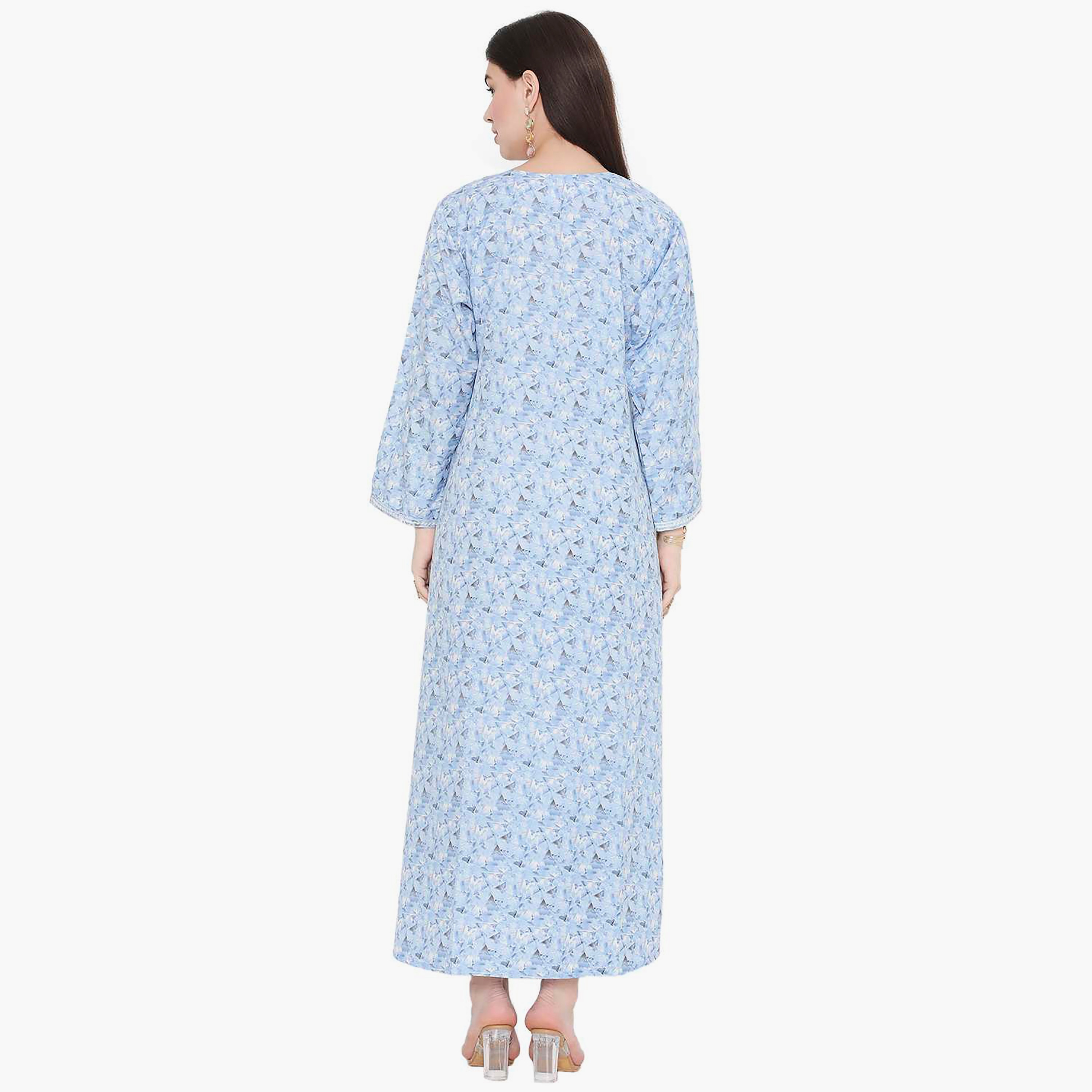Hana & Sara All Over Print and Embroidered Yoke Jalabiya-women-arabicclothing-jalabiyas-image-10