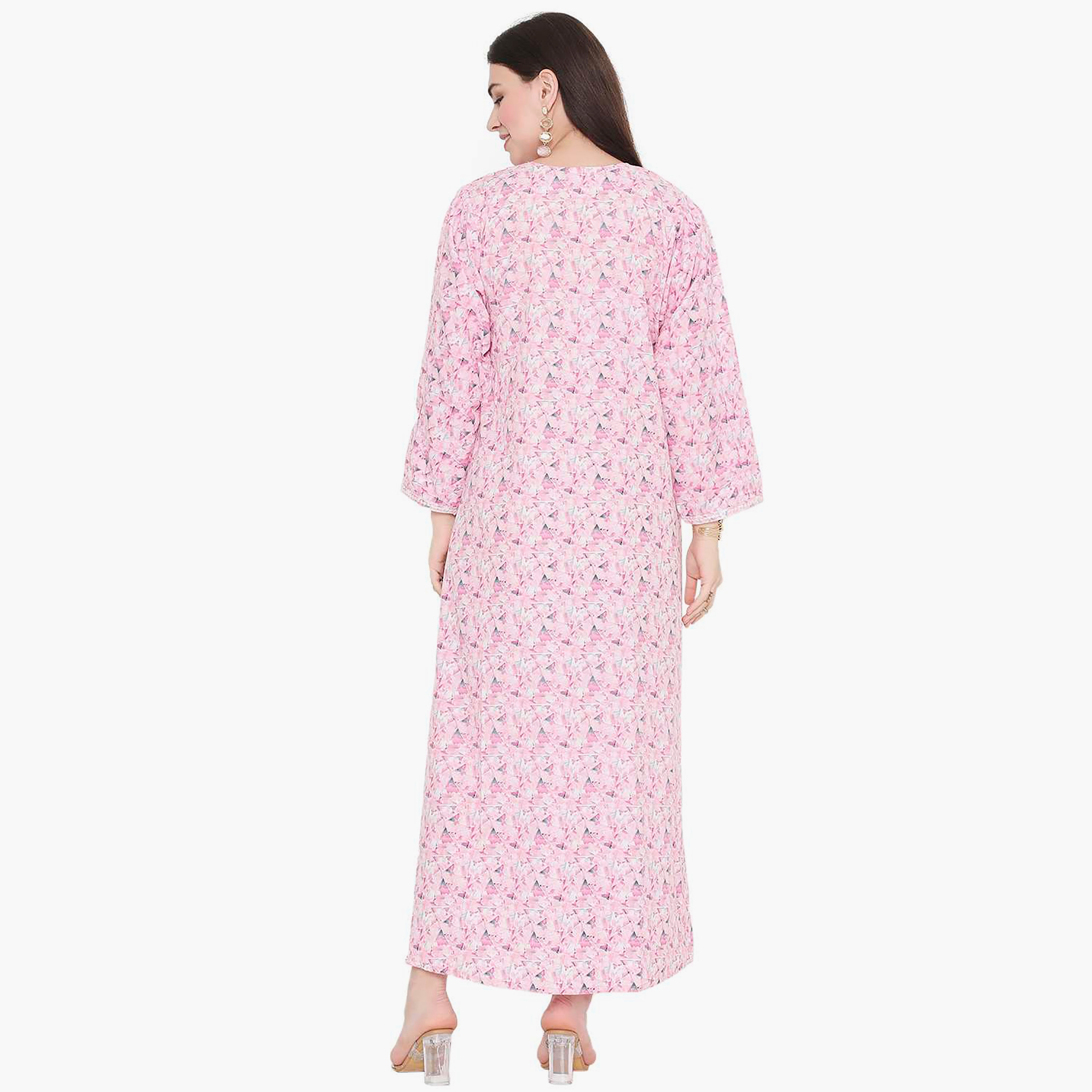 Hana & Sara All Over Print and Embroidered Yoke Jalabiya-women-arabicclothing-jalabiyas-image-15