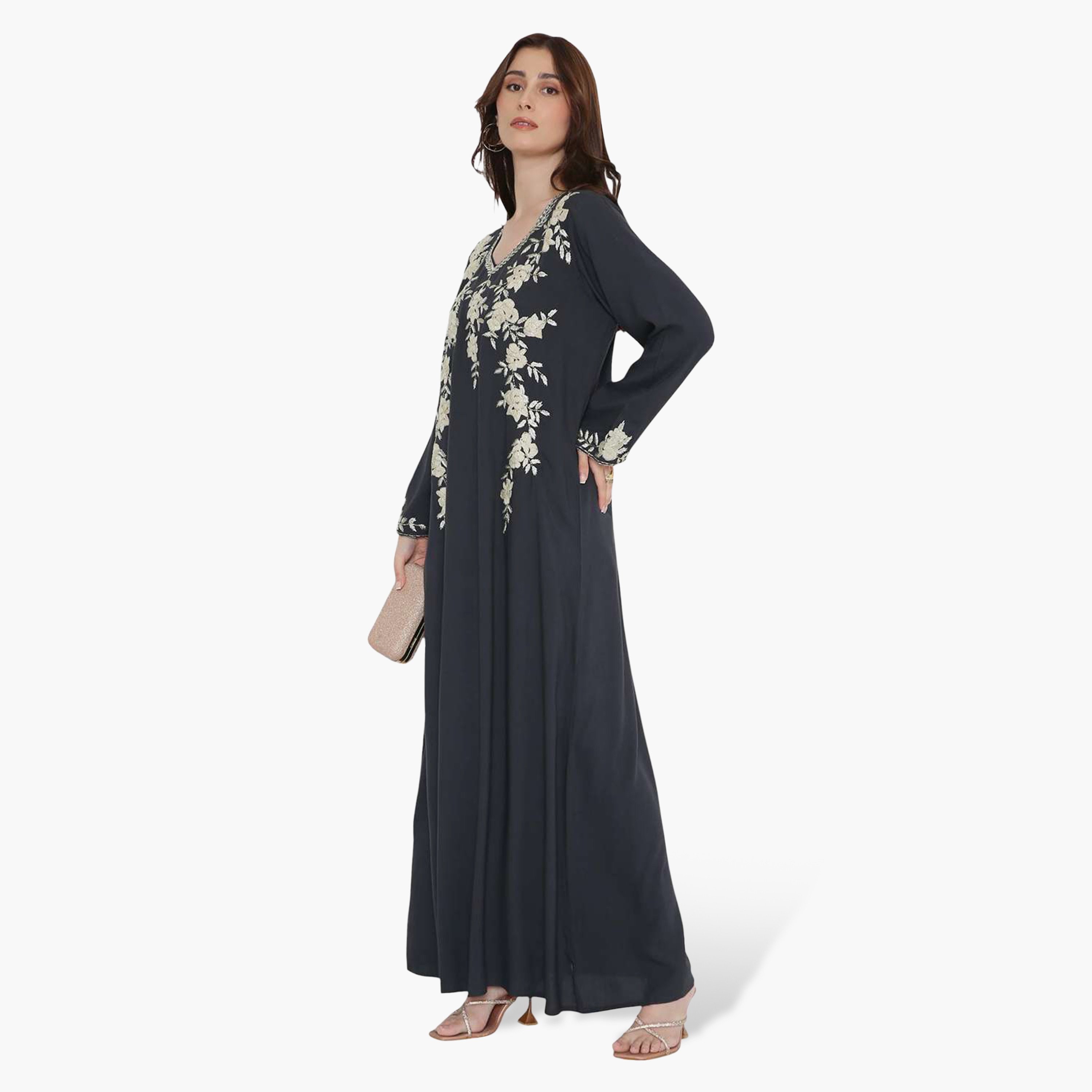 جلابية نسائية بصدرية مطرزة من هنا اند سارة-women-arabicclothing-jalabiyas-image-3