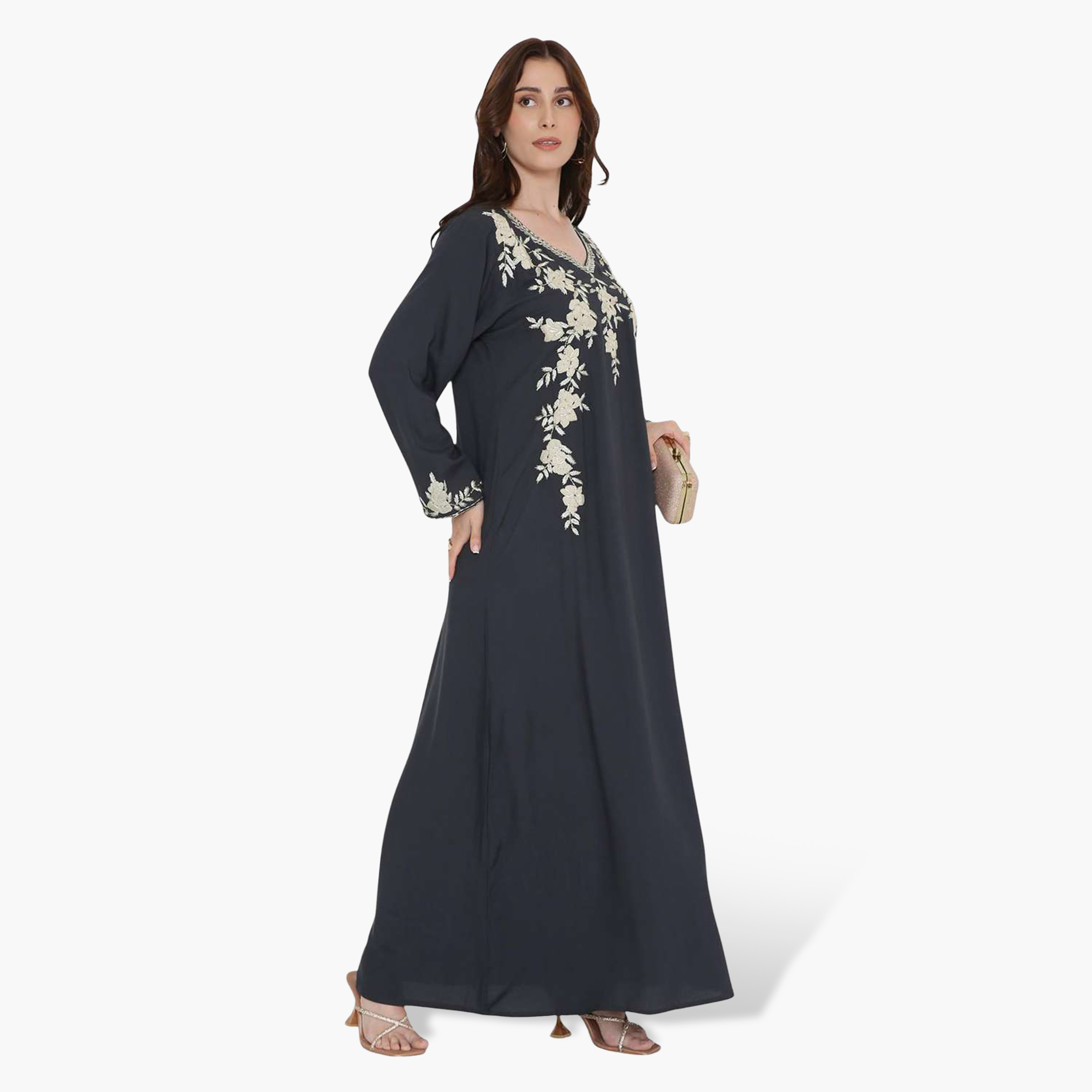 جلابية نسائية بصدرية مطرزة من هنا اند سارة-women-arabicclothing-jalabiyas-image-4