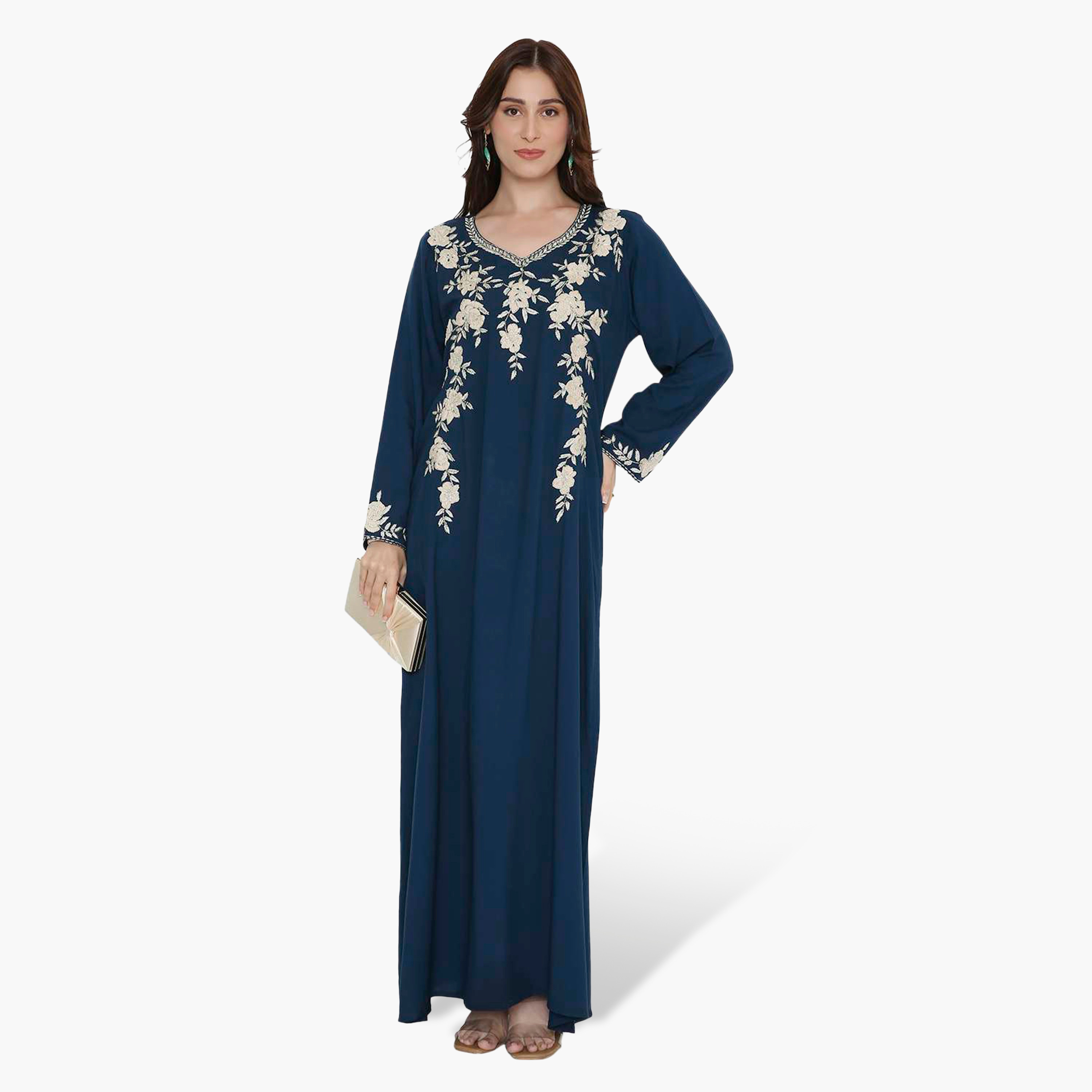 جلابية نسائية بصدرية مطرزة من هنا اند سارة-women-arabicclothing-jalabiyas-image-11