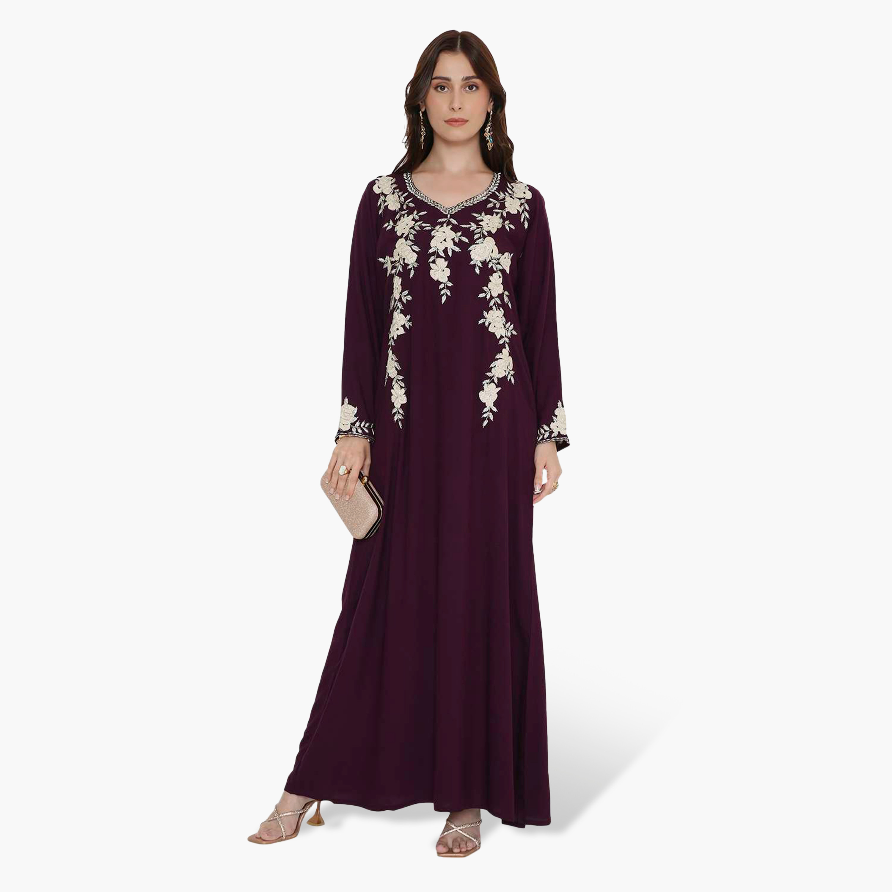 جلابية نسائية بصدرية مطرزة من هنا اند سارة-women-arabicclothing-jalabiyas-image-6