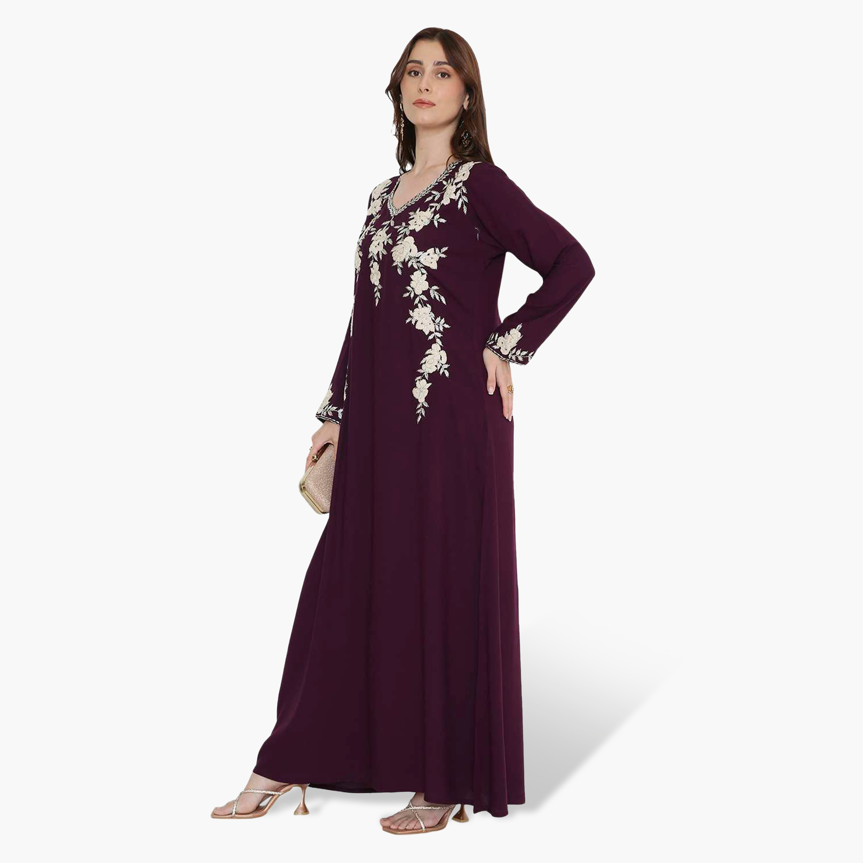 جلابية نسائية بصدرية مطرزة من هنا اند سارة-women-arabicclothing-jalabiyas-image-8