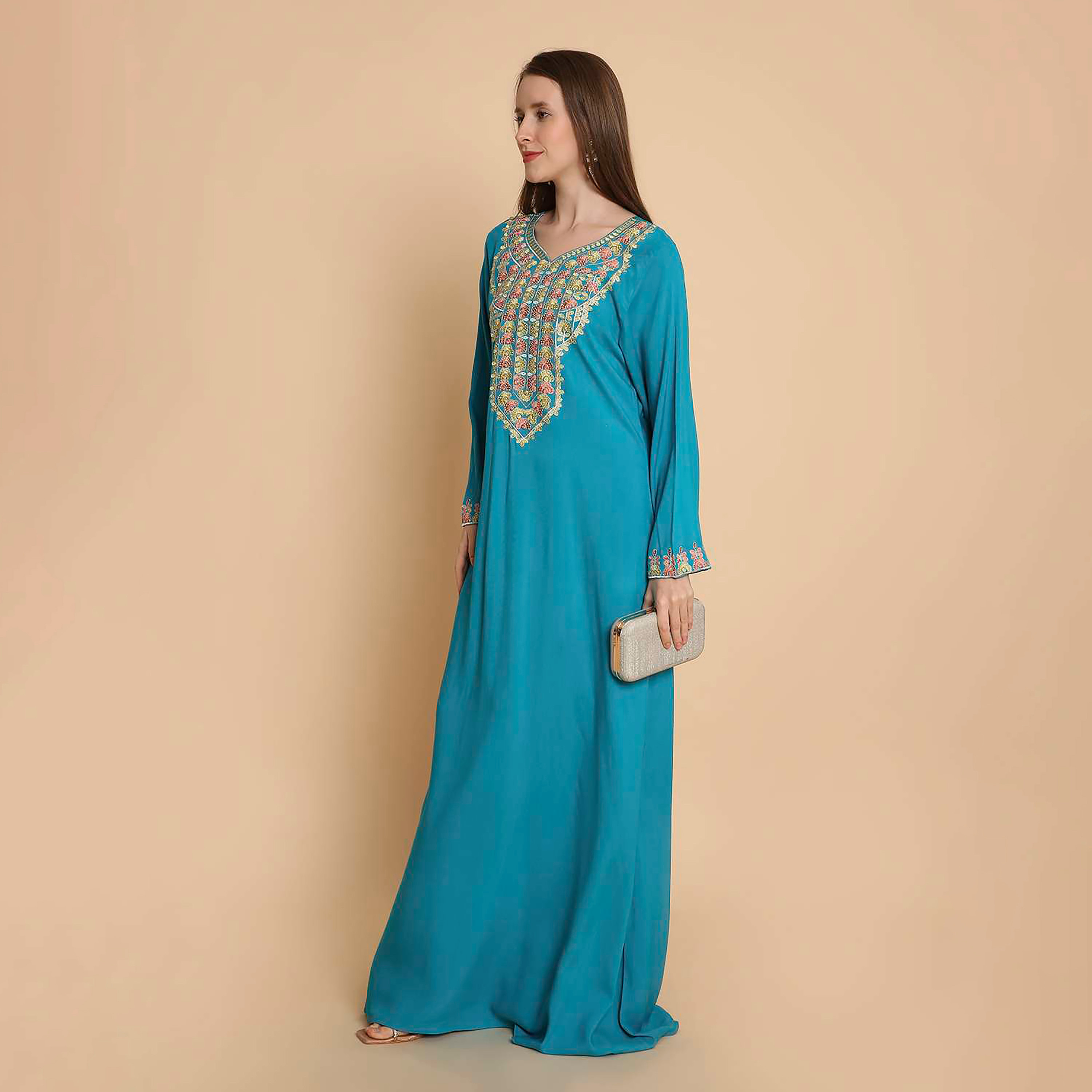 جلابية نسائية بصدرية مطرزة من هنا اند سارة-women-arabicclothing-jalabiyas-image-10