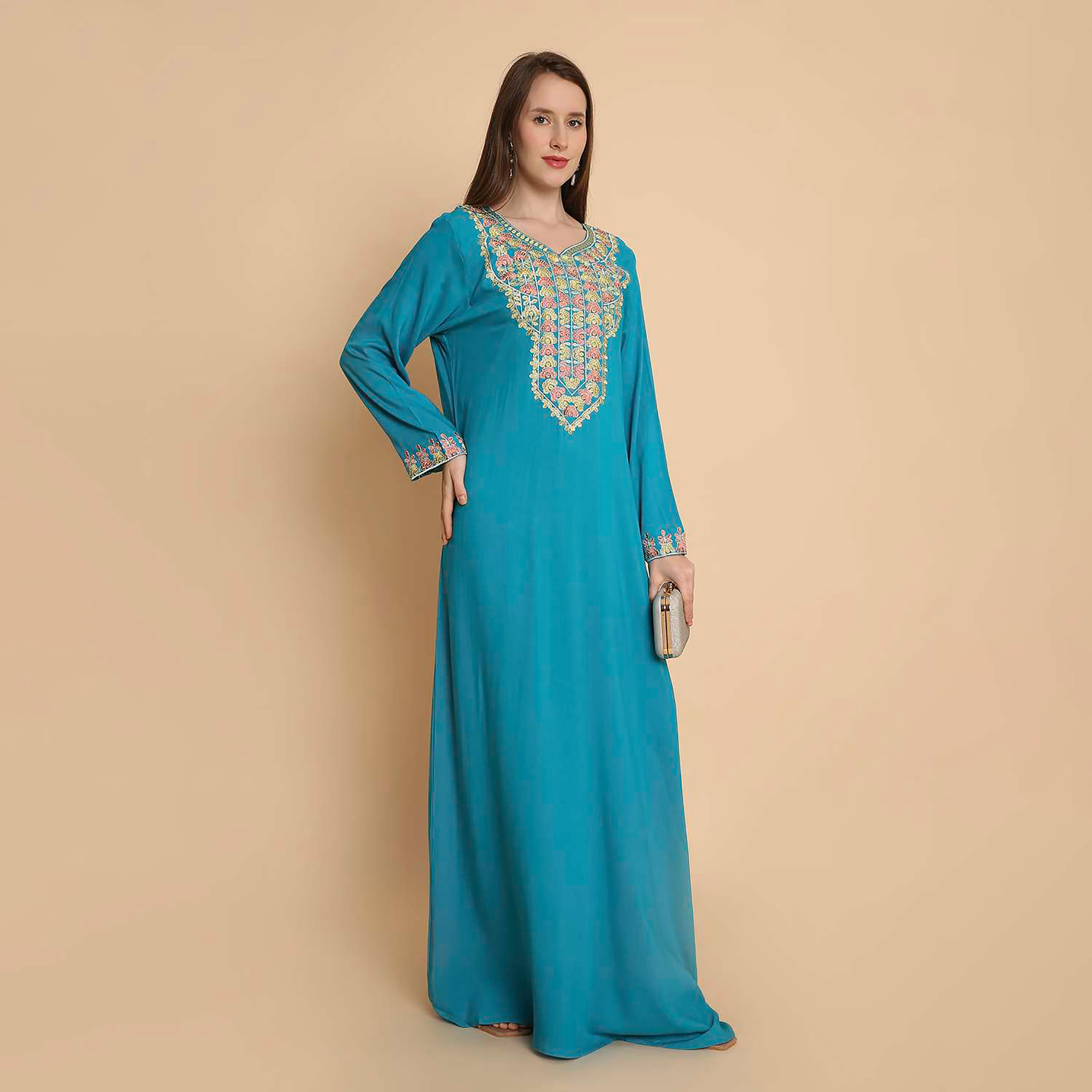 HanaandSara Embroidered Yoke Women's Jalabiya-women-arabicclothing-jalabiyas-image-5