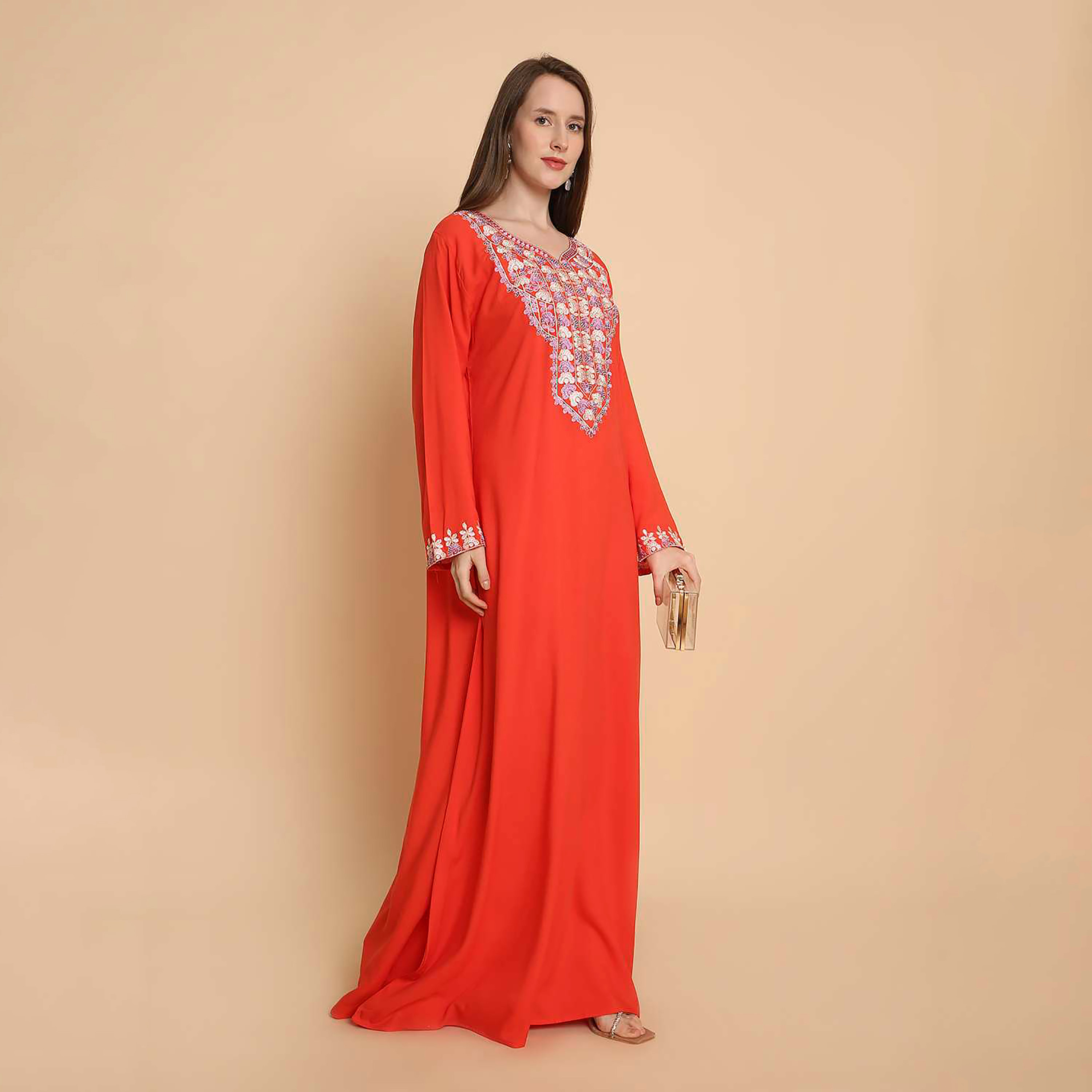 جلابية نسائية بصدرية مطرزة من هنا اند سارة-women-arabicclothing-jalabiyas-image-17