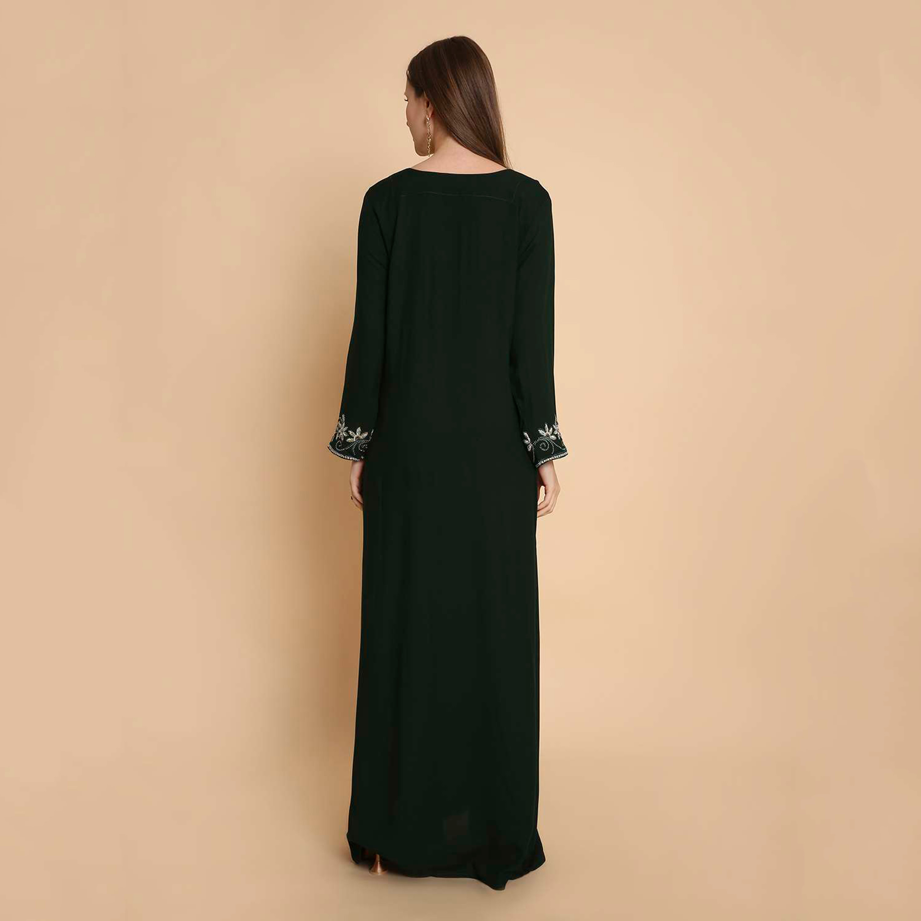 HanaandSara Floral Embroidered Yoke Women's Jalabiya-women-arabicclothing-jalabiyas-image-6