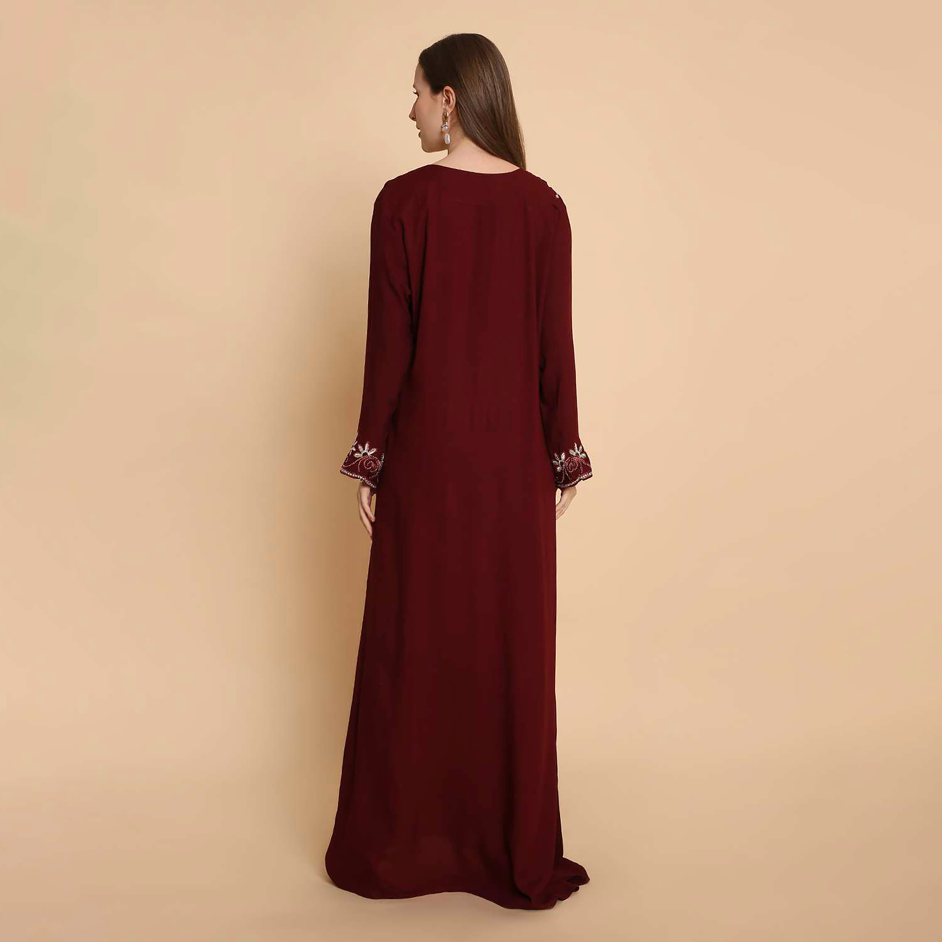 HanaandSara Floral Embroidered Yoke Women's Jalabiya-women-arabicclothing-jalabiyas-image-12
