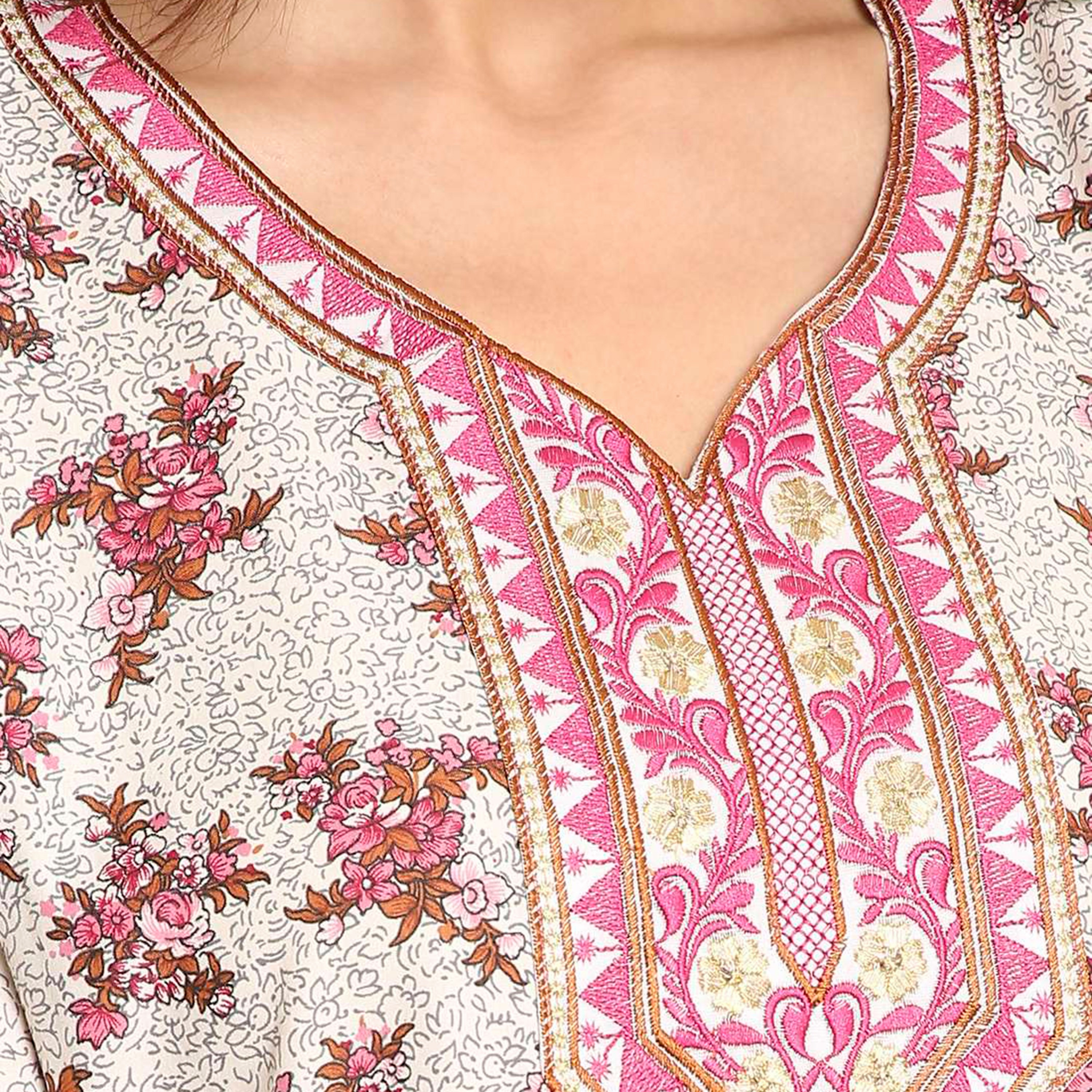 جلابية نسائية بطبعة زهور وأكمام مطرزة الأطراف من هنا اند سارة-women-arabicclothing-jalabiyas-image-7