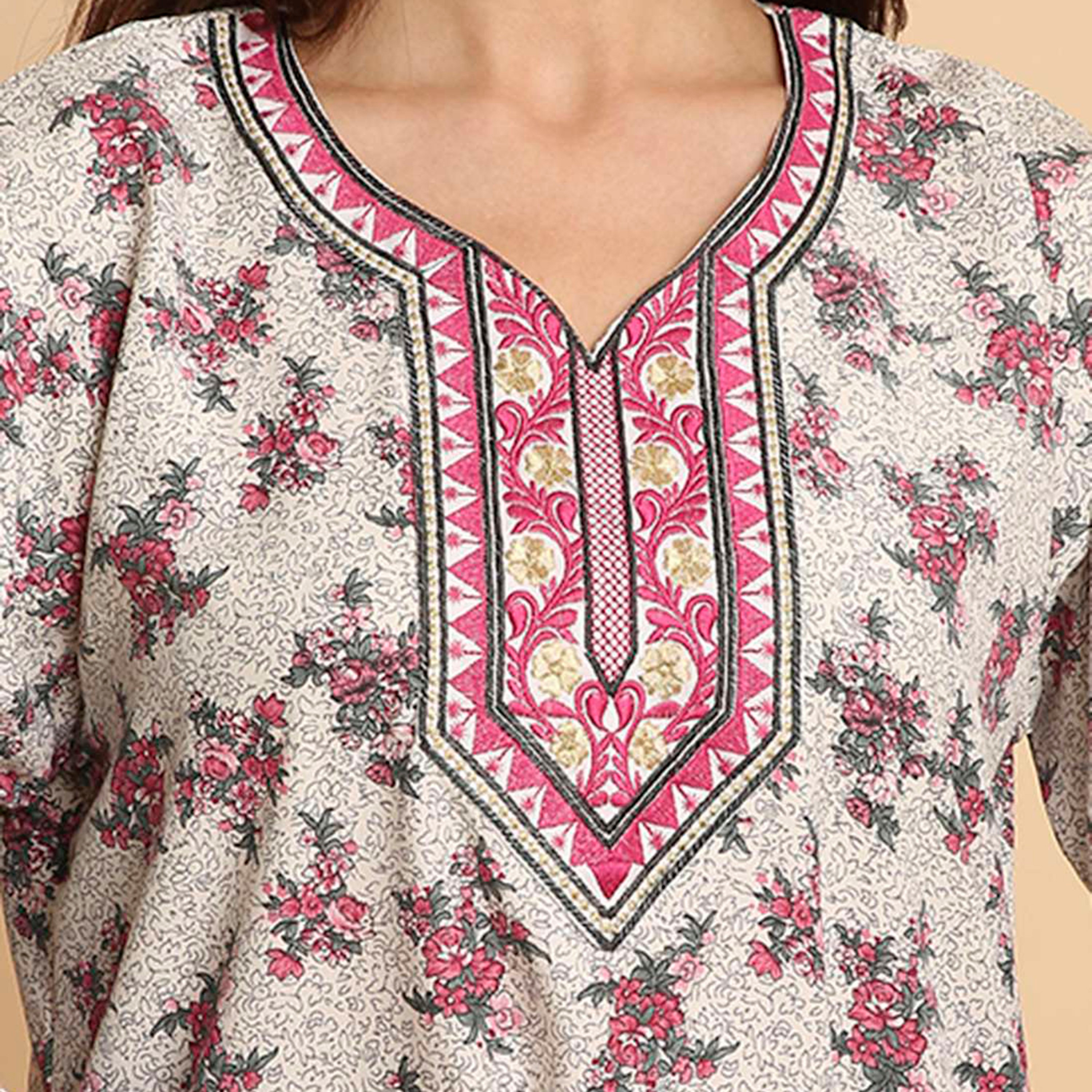 جلابية نسائية بطبعة زهور وأكمام مطرزة الأطراف من هنا اند سارة-women-arabicclothing-jalabiyas-image-12