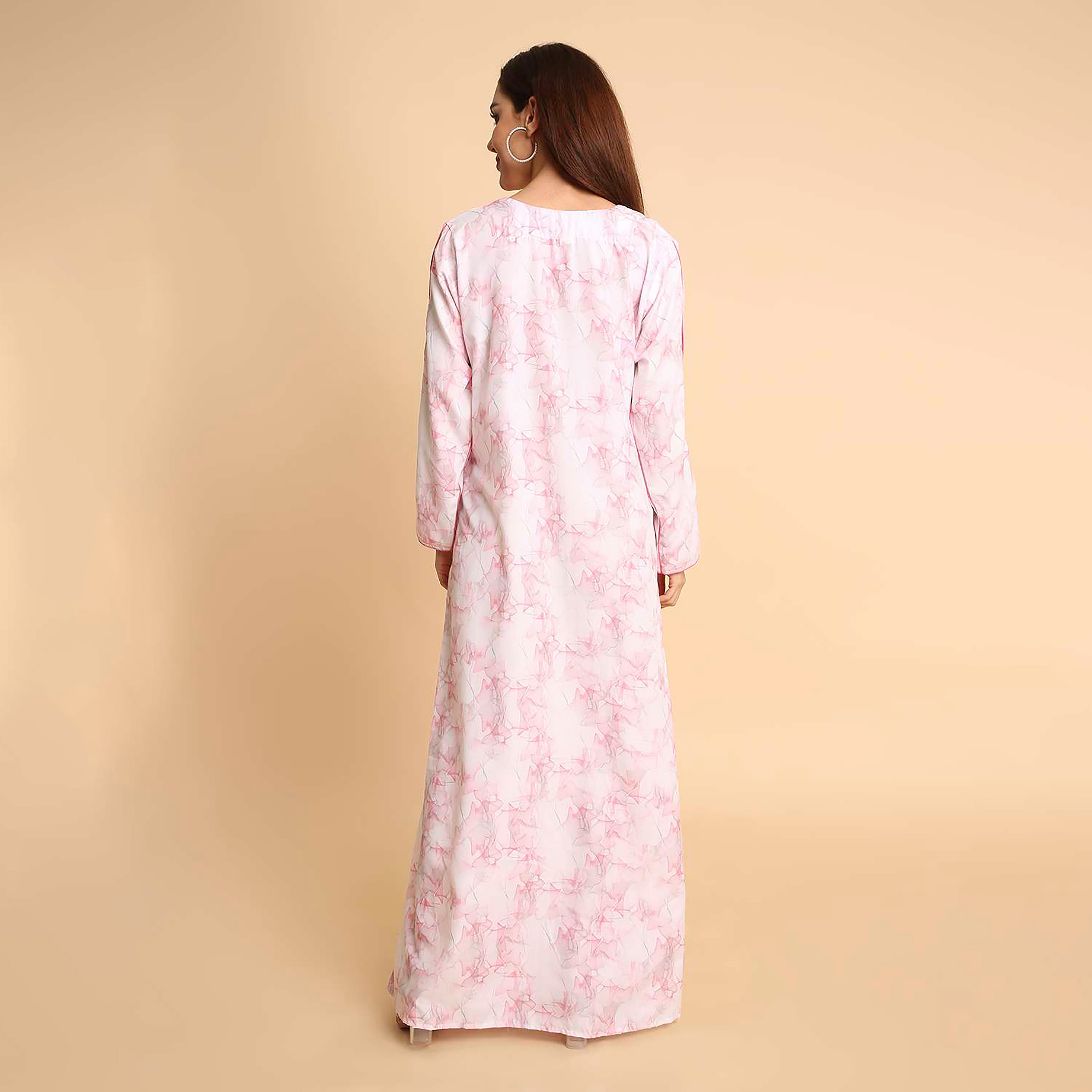 HanaandSara Abstract Marble Print Slit Detailed Sleeves Women's Jalabiya-women-arabicclothing-jalabiyas-image-15