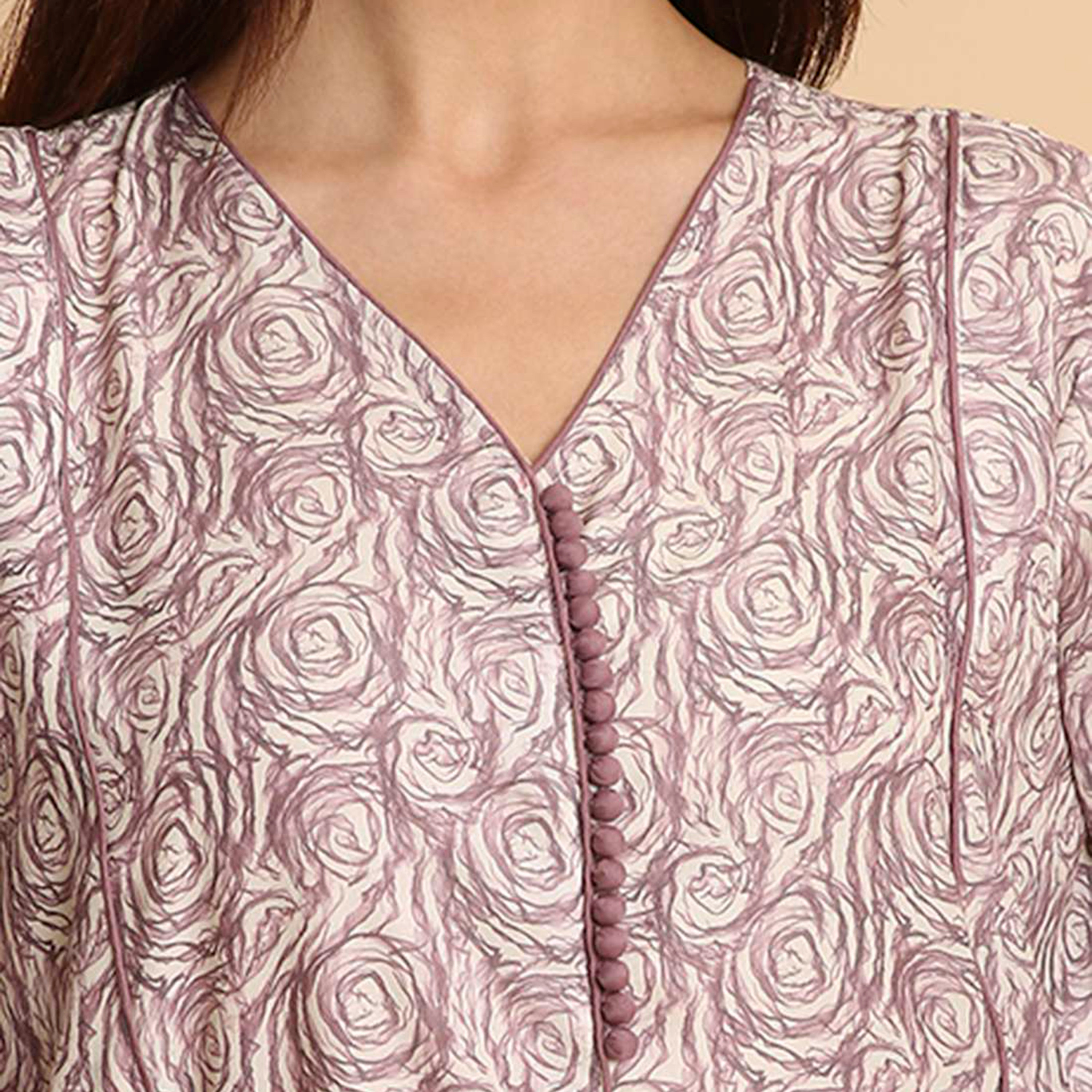 HanaandSara Rose Swirl Print Slit Detailed Sleeves Women's Jalabiya-women-arabicclothing-jalabiyas-image-2