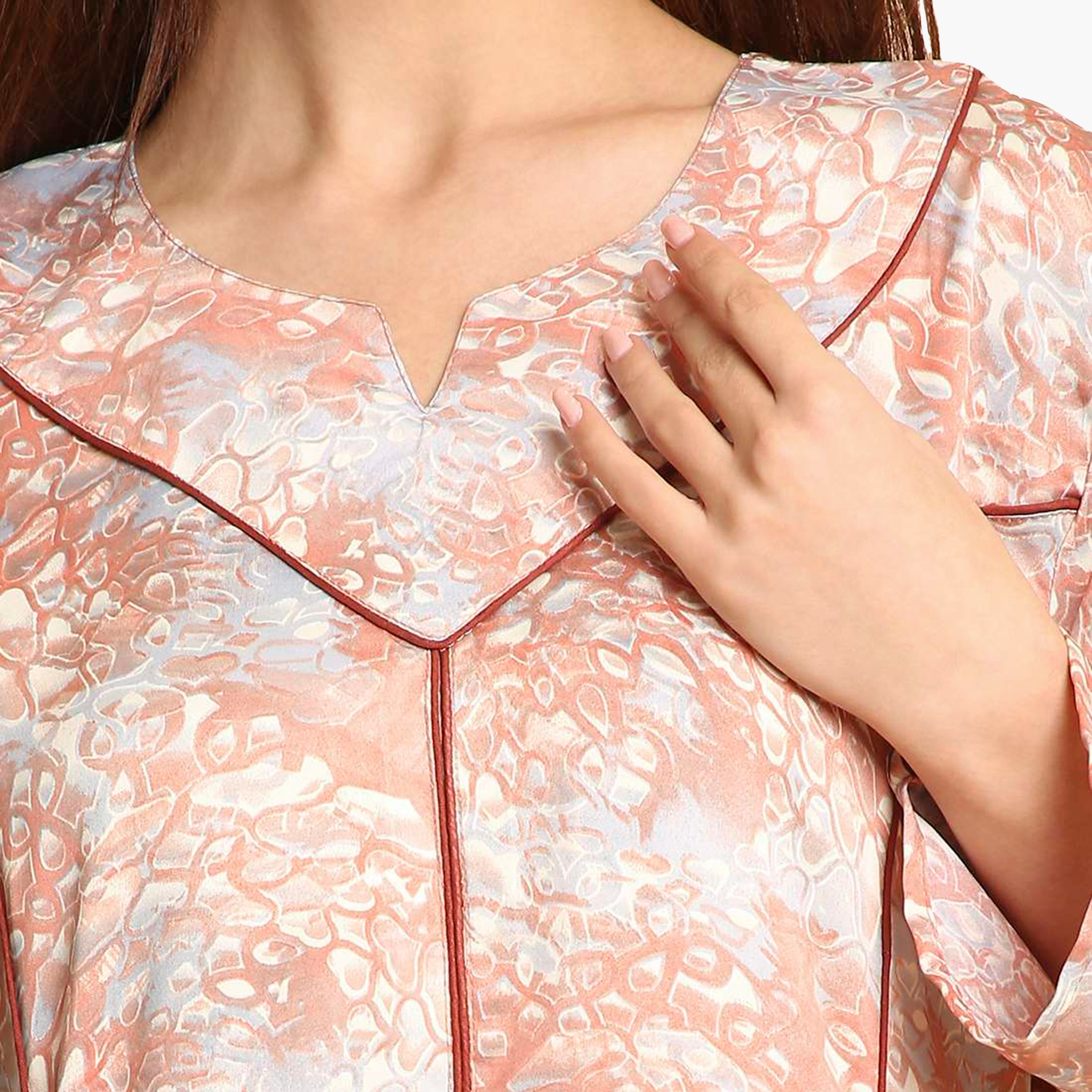 جلابية نسائية بأساور أكمام واسعة وطبعة تجريدية من هنا أند سارة-women-arabicclothing-jalabiyas-image-2