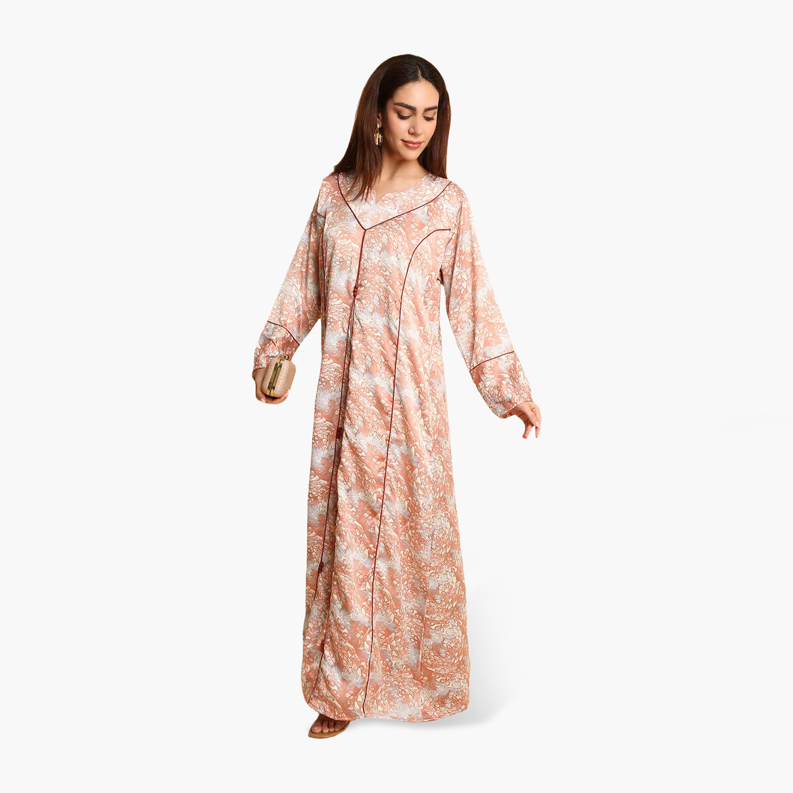 HanaandSara Abstract Print Wide Cuff Sleeves Women's Jalabiya-women-arabicclothing-jalabiyas-image-3