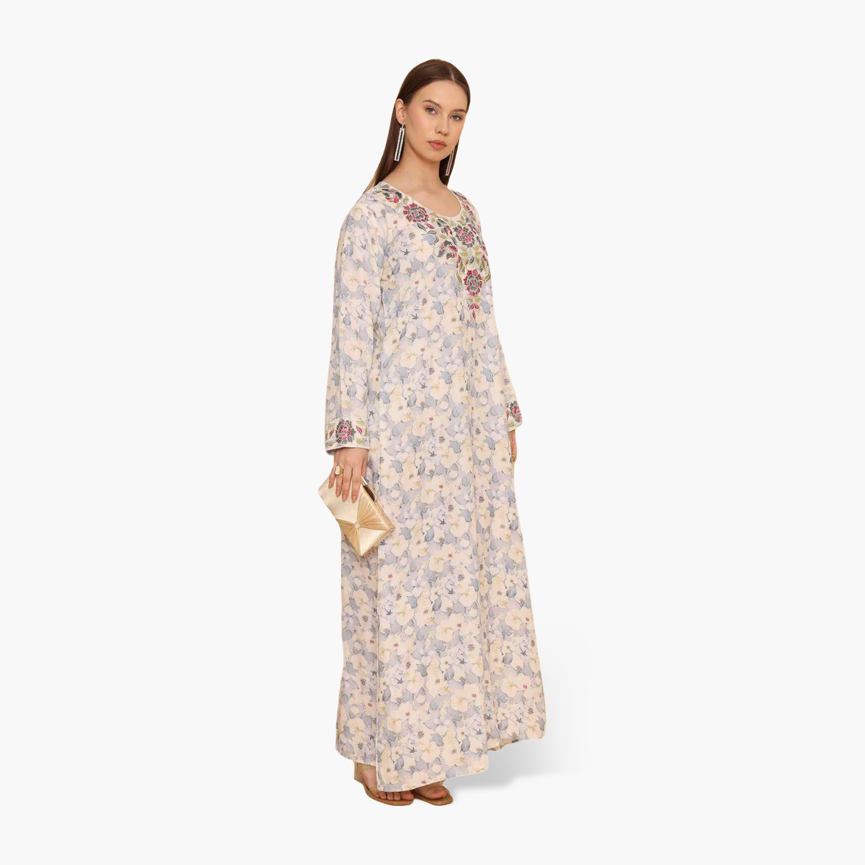 جلابية نسائية مطرزة بنقشة زهور من هنا اند سارة-women-arabicclothing-jalabiyas-image-8