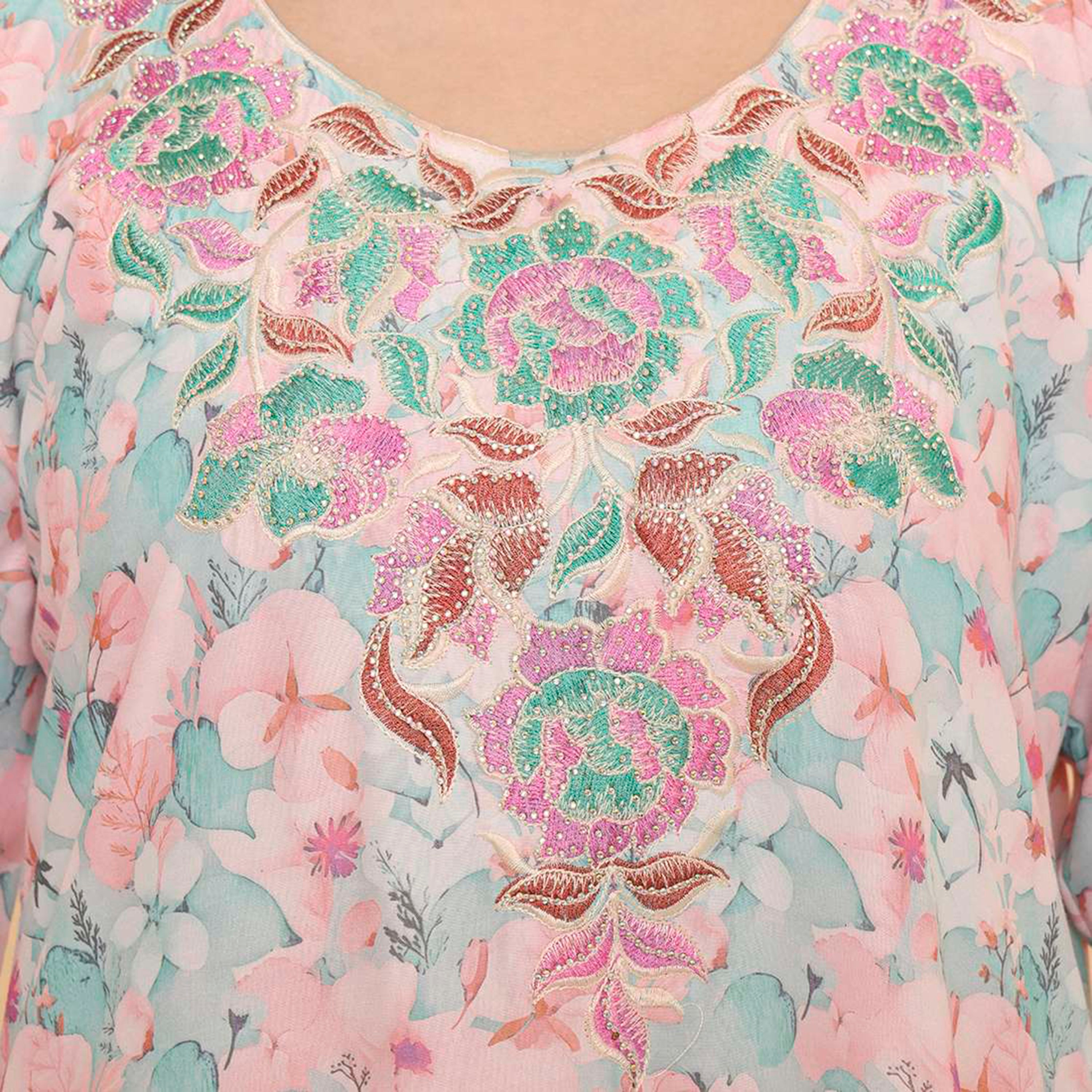 جلابية نسائية مطرزة بنقشة زهور من هنا اند سارة-women-arabicclothing-jalabiyas-image-2