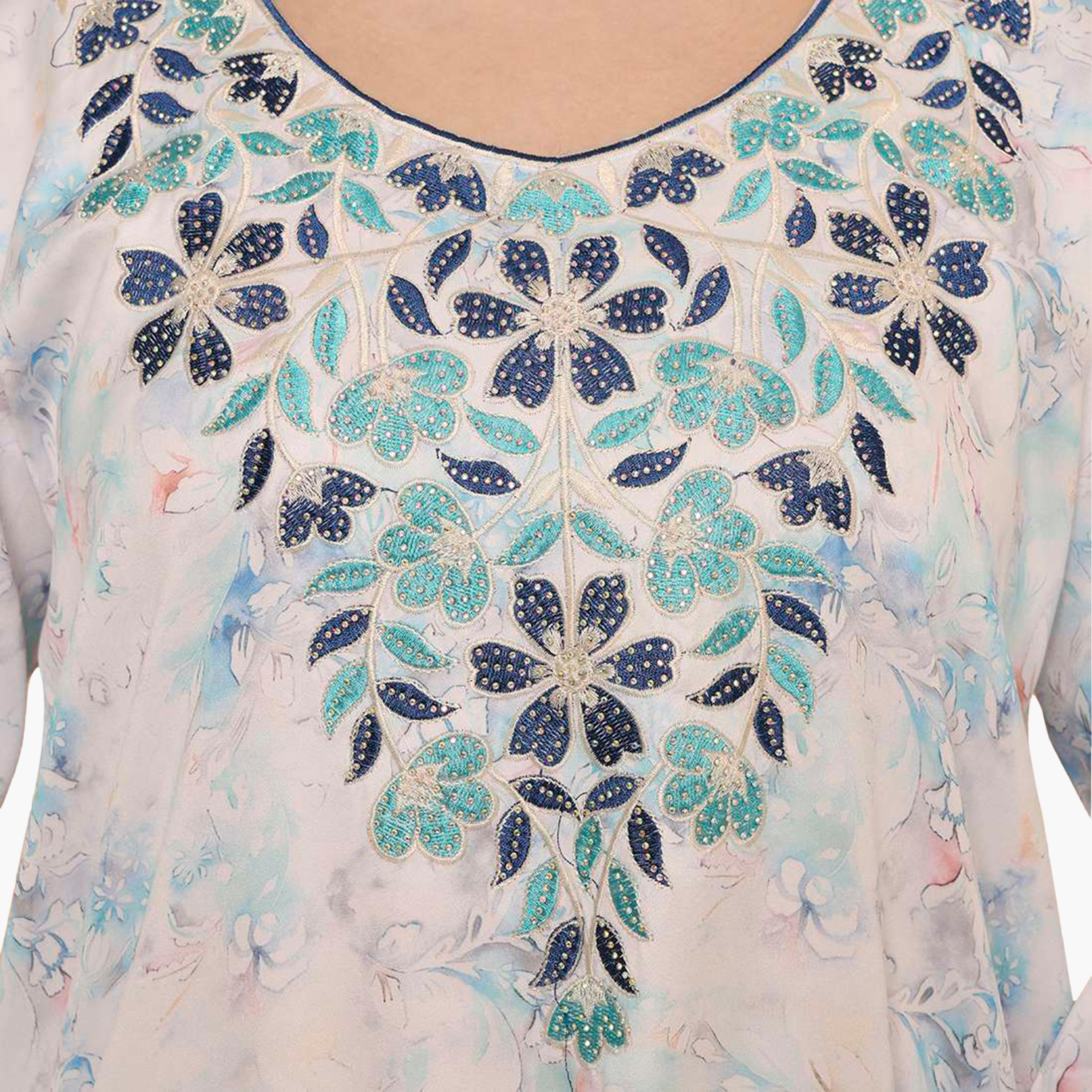 جلابية نسائية مطرزة بنقشة زهور من هنا اند سارة-women-arabicclothing-jalabiyas-image-12