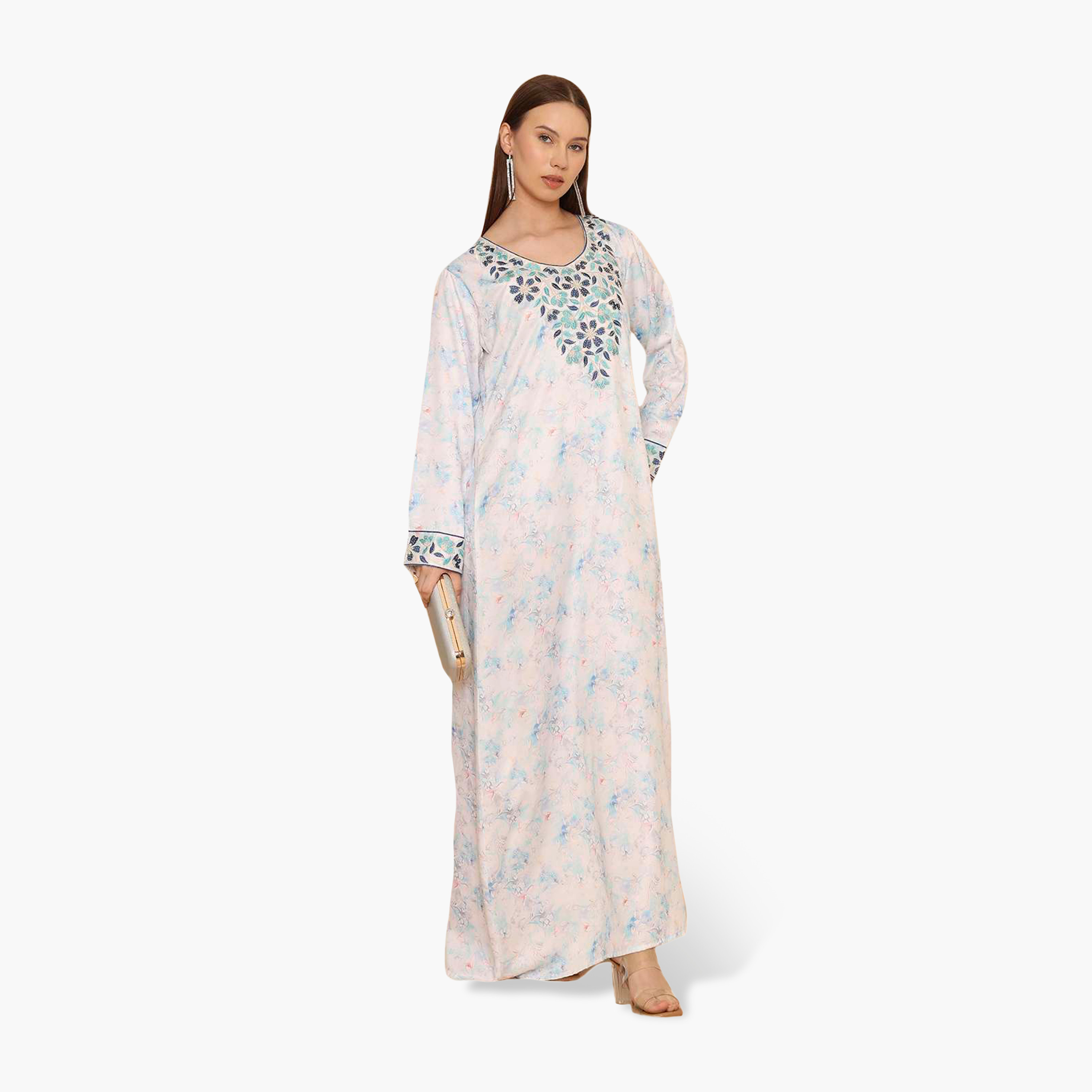 جلابية نسائية مطرزة بنقشة زهور من هنا اند سارة-women-arabicclothing-jalabiyas-image-14