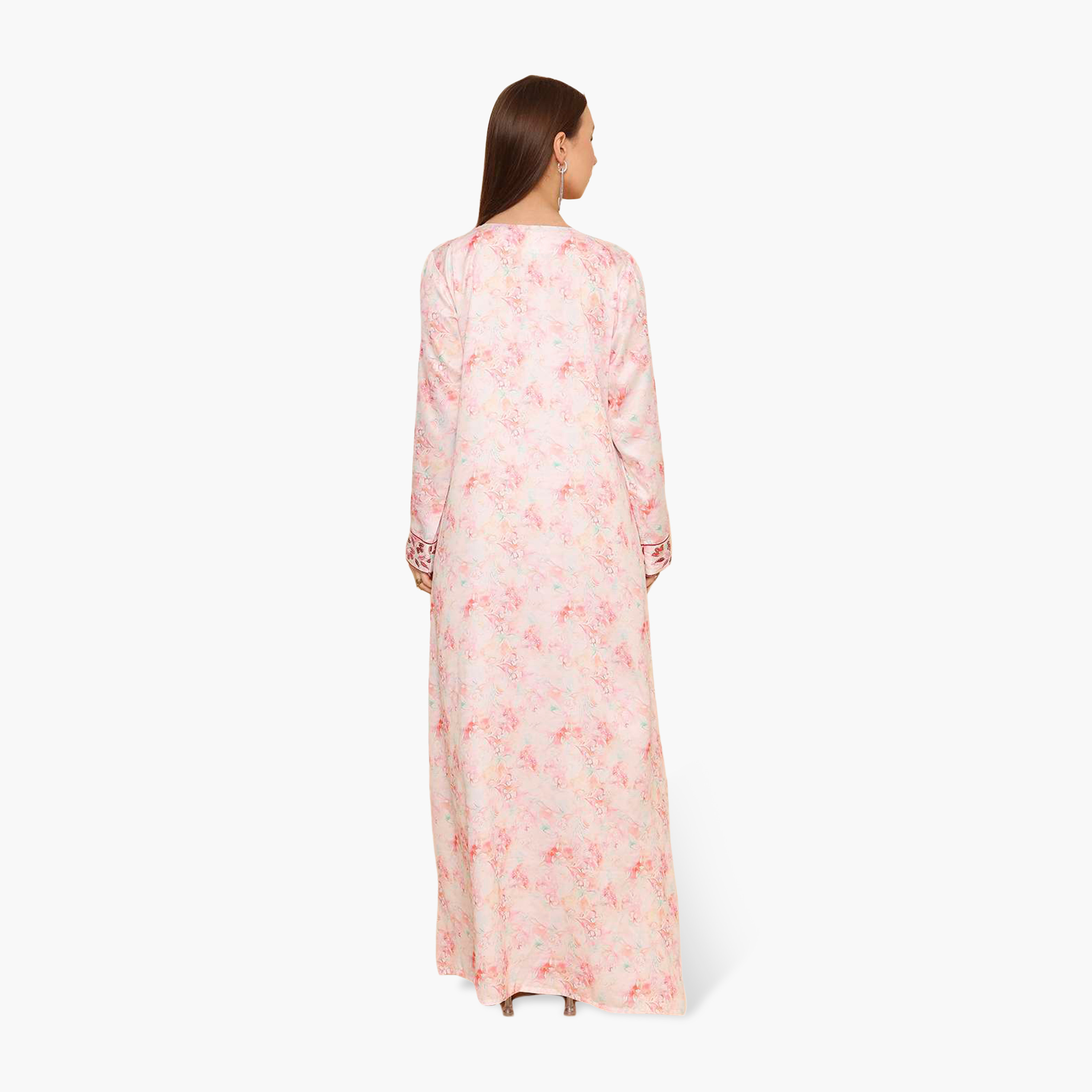 جلابية نسائية مطرزة بنقشة زهور من هنا اند سارة-women-arabicclothing-jalabiyas-image-5